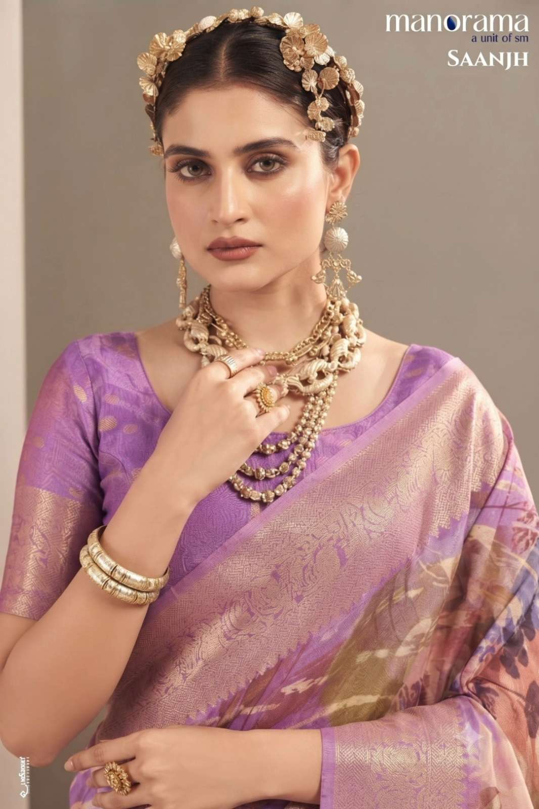 Shri balaji Saanjh floral prints with heavy traditional zari weaving saree collection