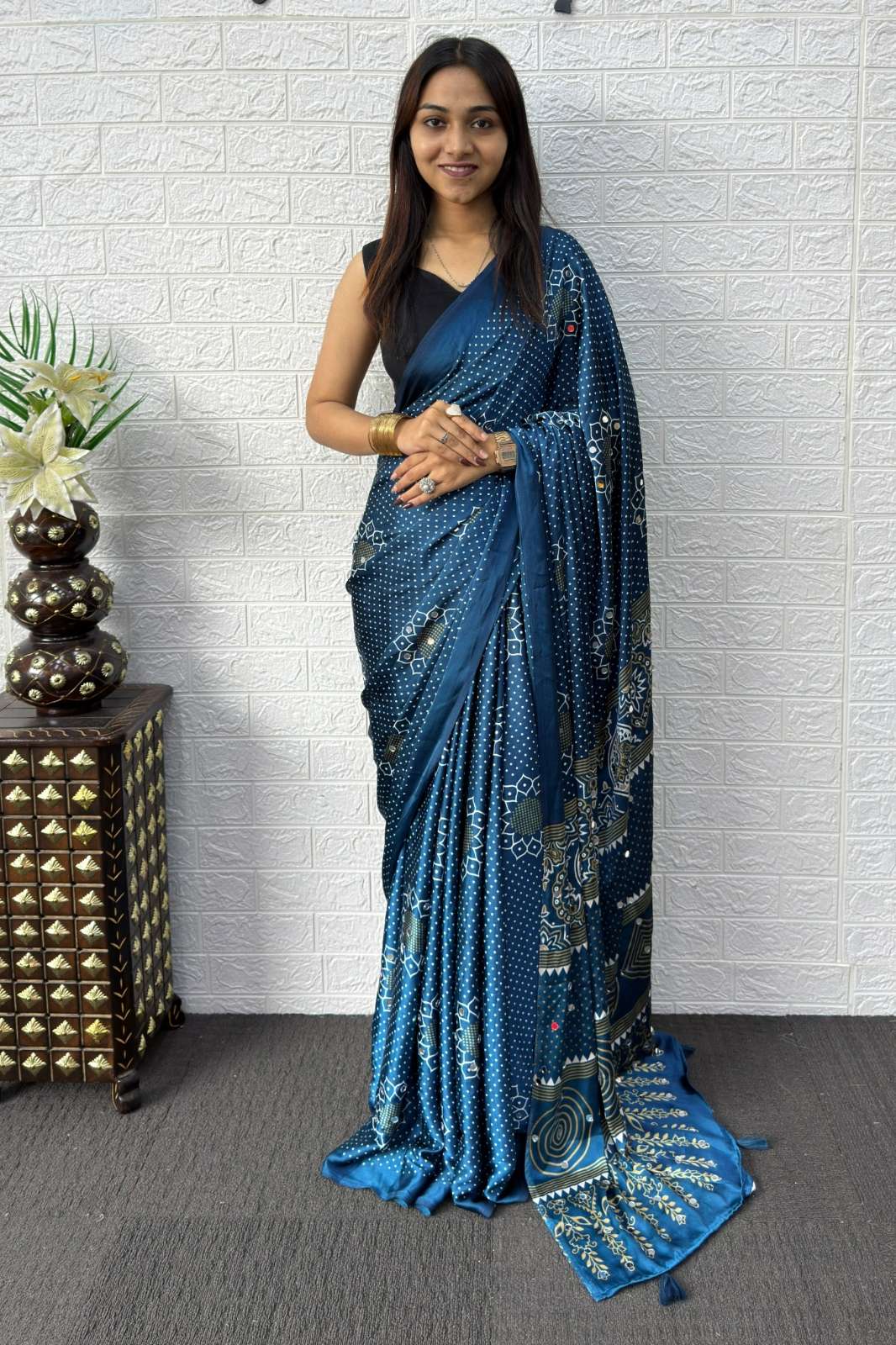 Shri Balaji SF 2392 Present you Japan Satin Silk Digital Printed Mirror Work Festive wear saree 
