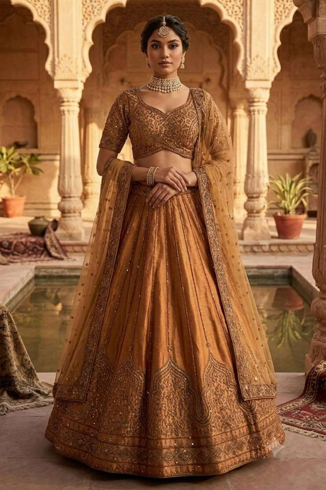 Shri Balaji FB H96 Satin silk lehenga with sequins & Dori work For wedding wear 