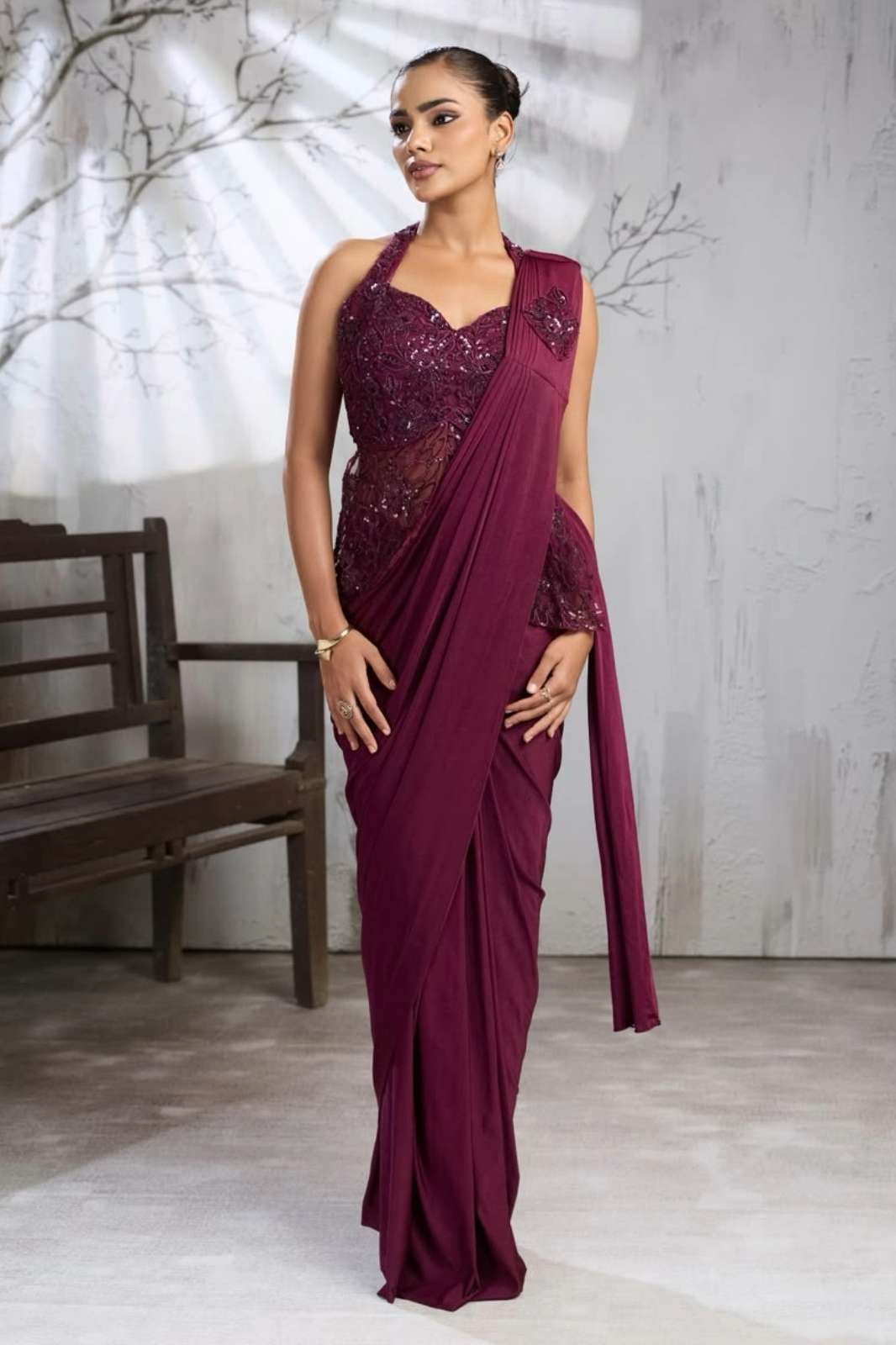 Amoha 102440 Important Lycra  Fancy Work Readymade Saree For wedding wear 