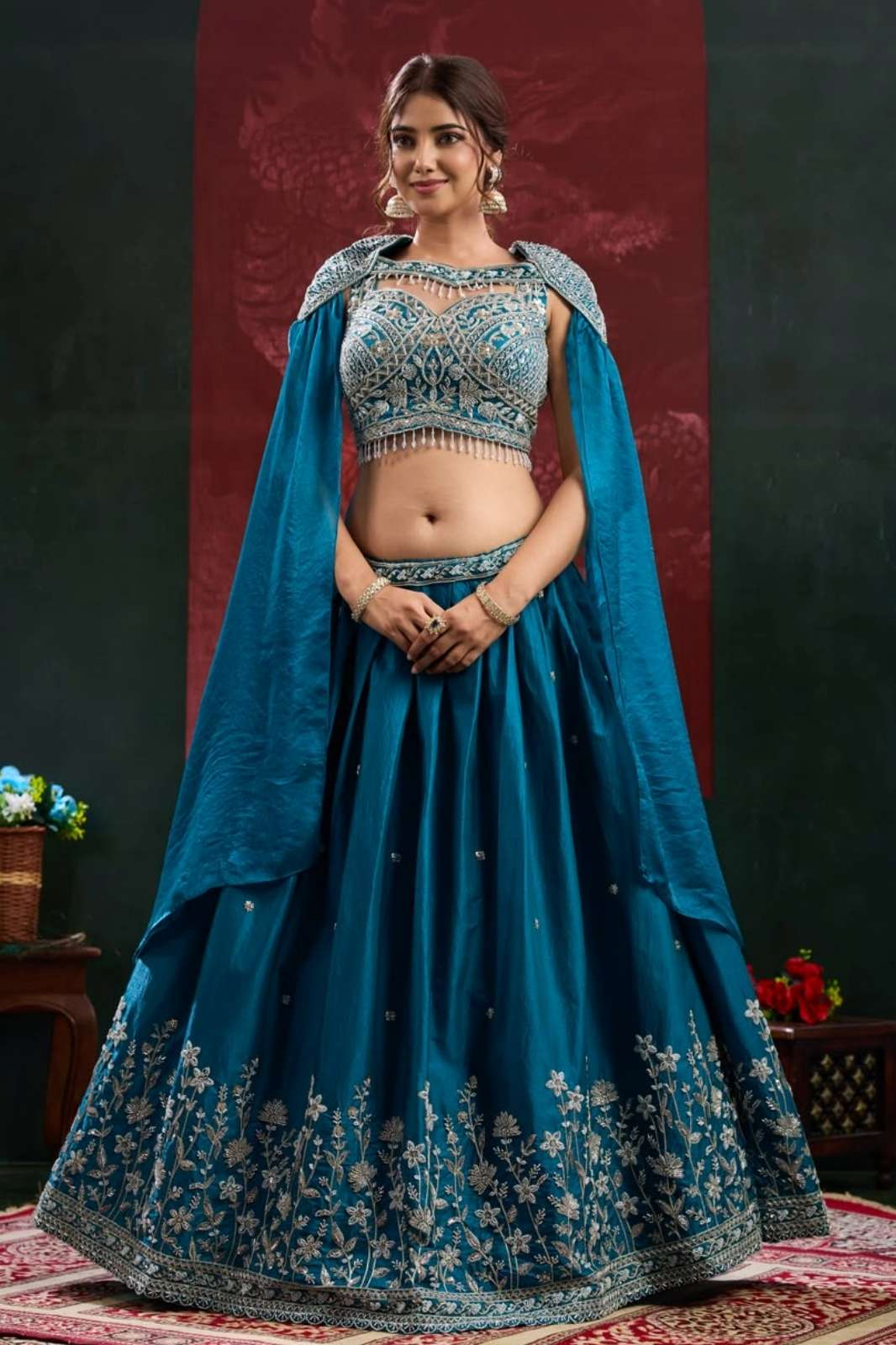 Amoha A539 Ready To Wear Satin lehenga With Bead Work