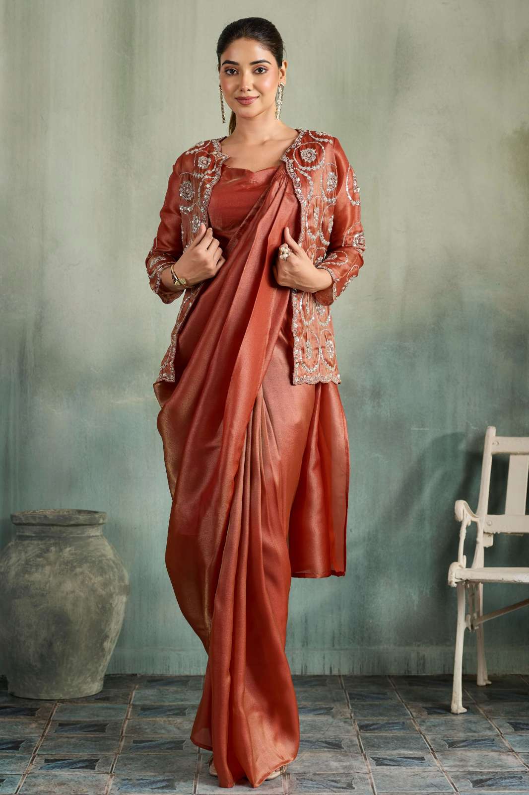 Amoha A575 Ready To Wear SHIMMER ORGANZA FABRIC SAREE 