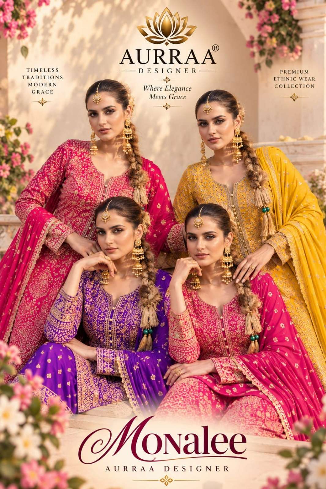 AURRAA DESIGNER PRESENTS MONALEE  EMBROIDERED GEORGETTE READY TO WEAR DESIGNER SUIT