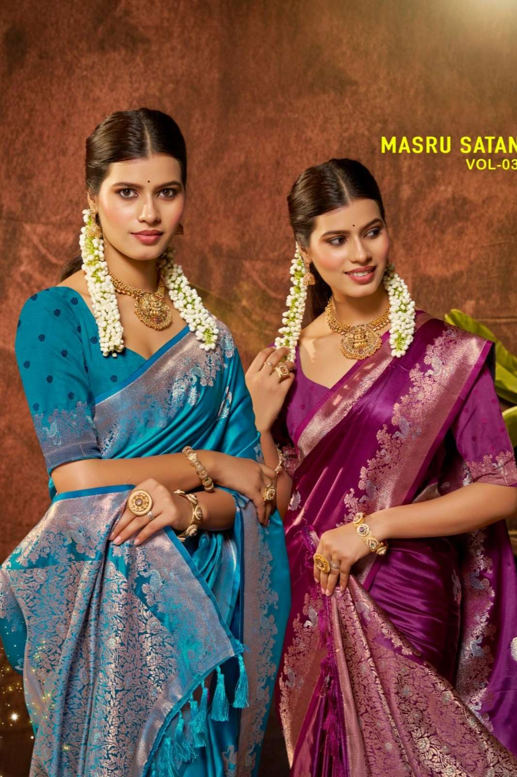Bunawat Masru Satan Vol 3 luxurious Satin Silk Saree For wedding wear 