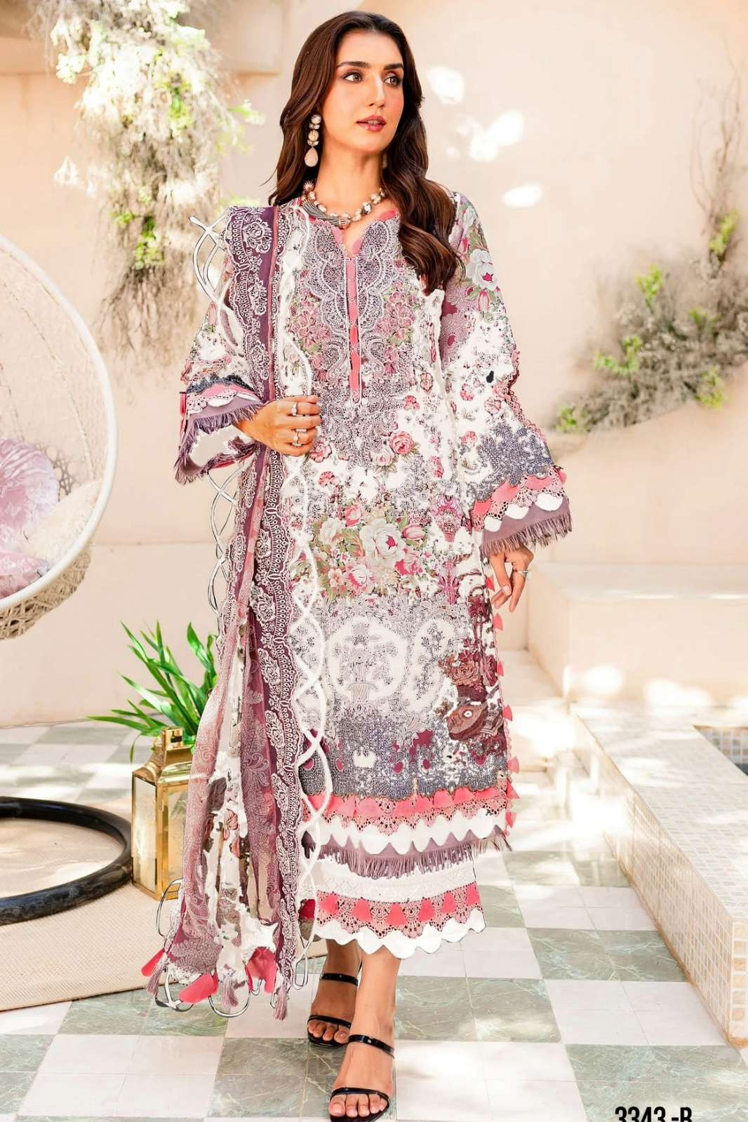 Deepsy suit 3343 presents pure cotton with heavy  patch embroidery worl Pakistani suit 