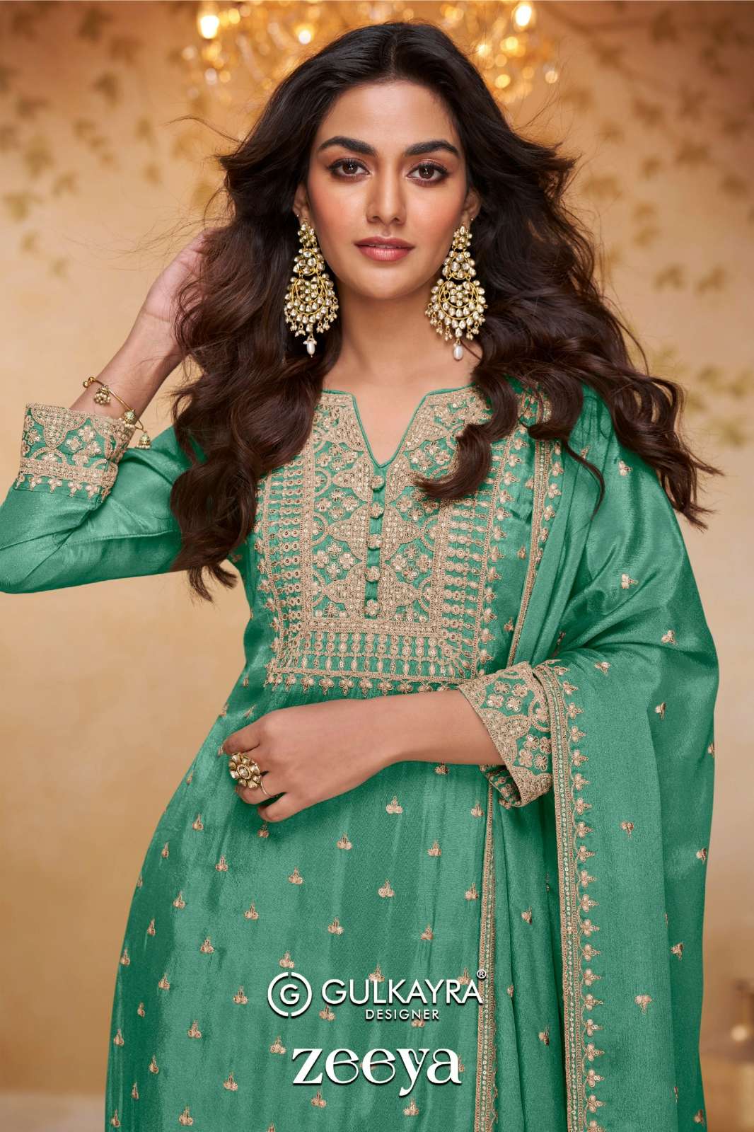 Gulkayra  ZEEYA Real Chinon ready to wear digitally printed Palazzo suits