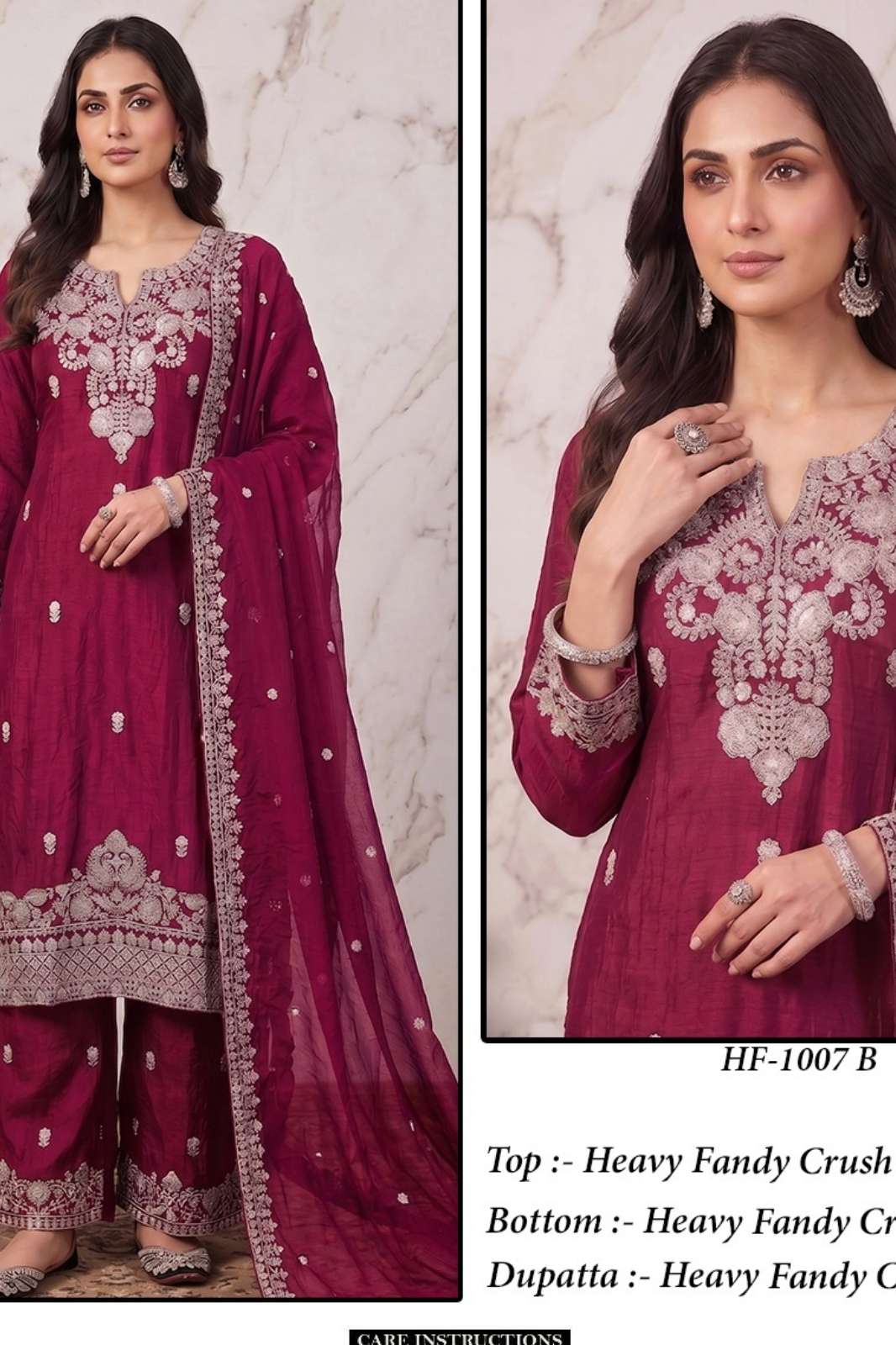 Hoor tex HF 1007 Heavy Fendy crush fabric ready to wear Pakistani suit 