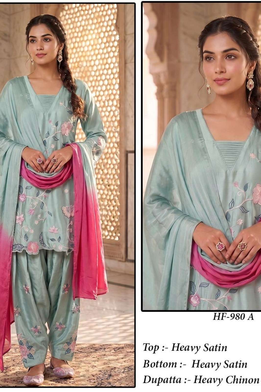 Hoor tex HF 980 Heavy Satın printed ready to wear Pakistani suit 