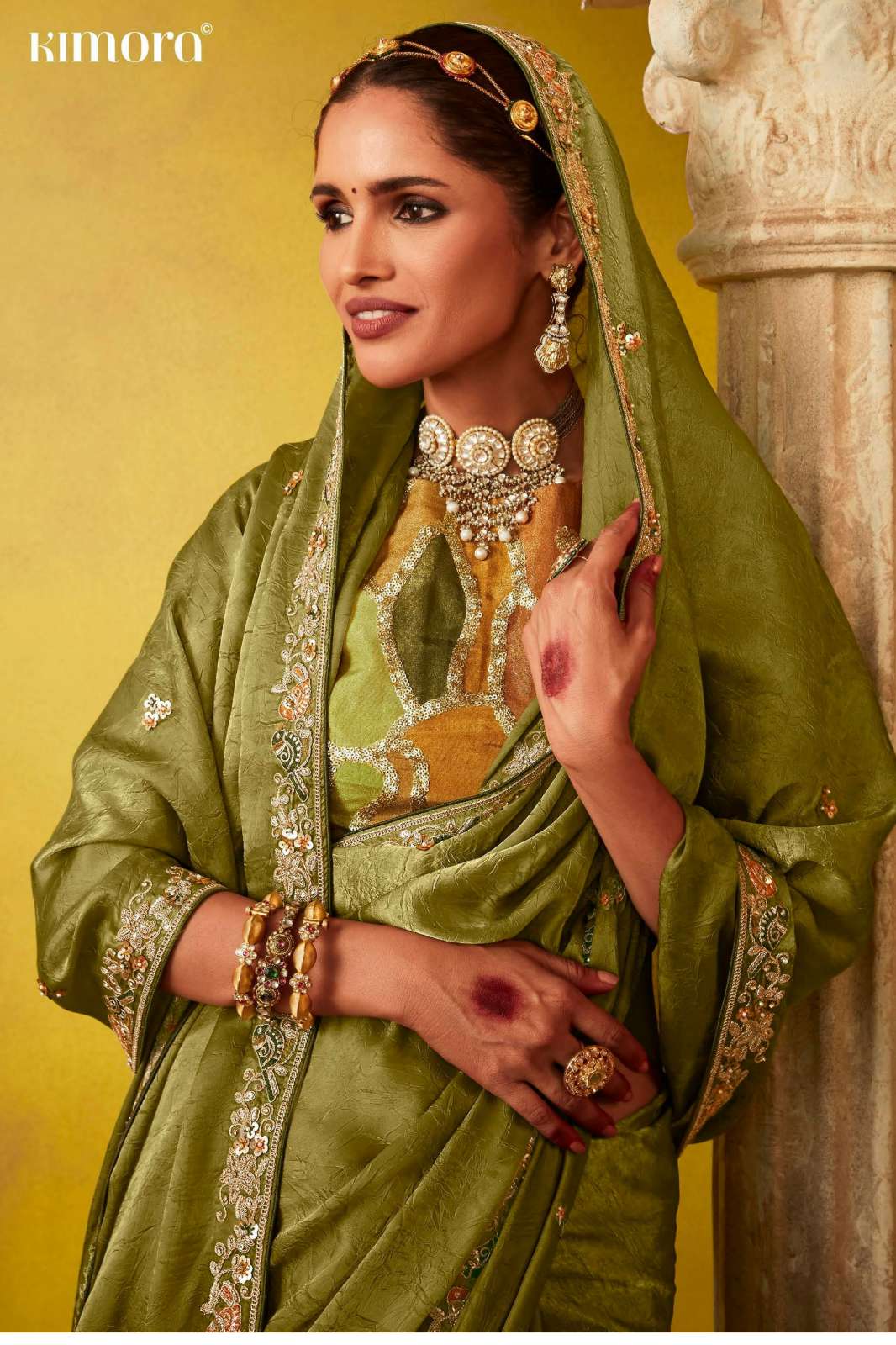 Kimora Divani Presents Sequins Thread Embroidered Work Wedding wear saree collection 