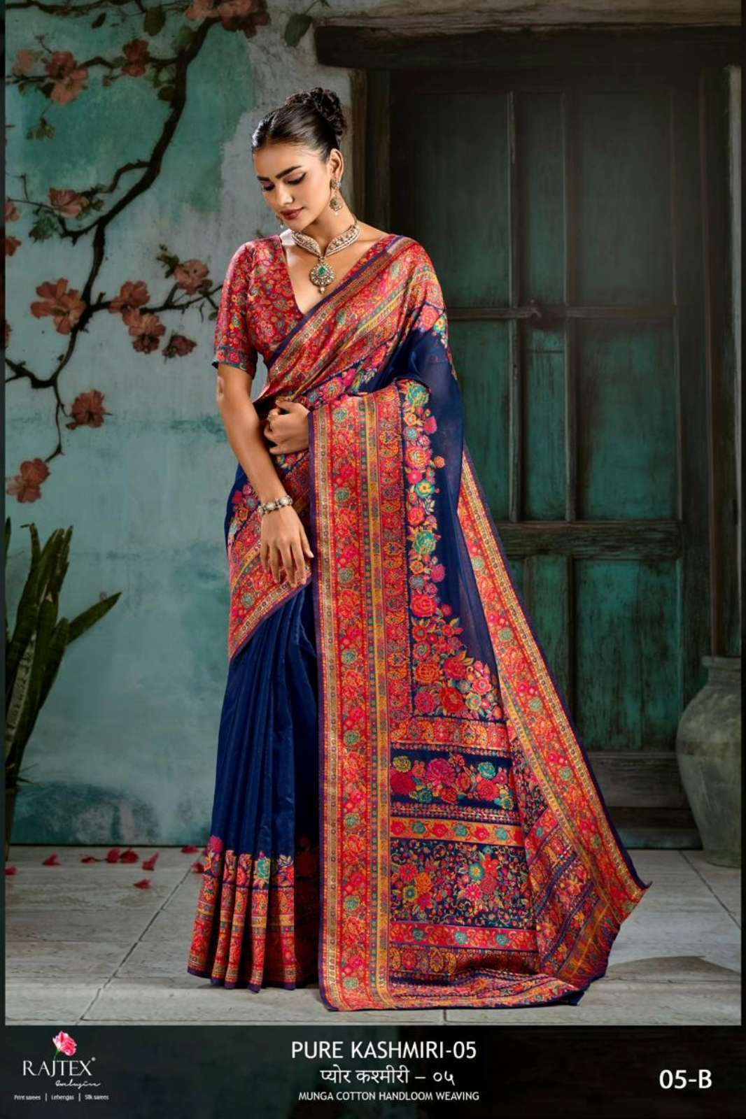 Rajtex Presents Pure Kashmiri 05 Modal cotton Fabric Handloom Weaving work saree