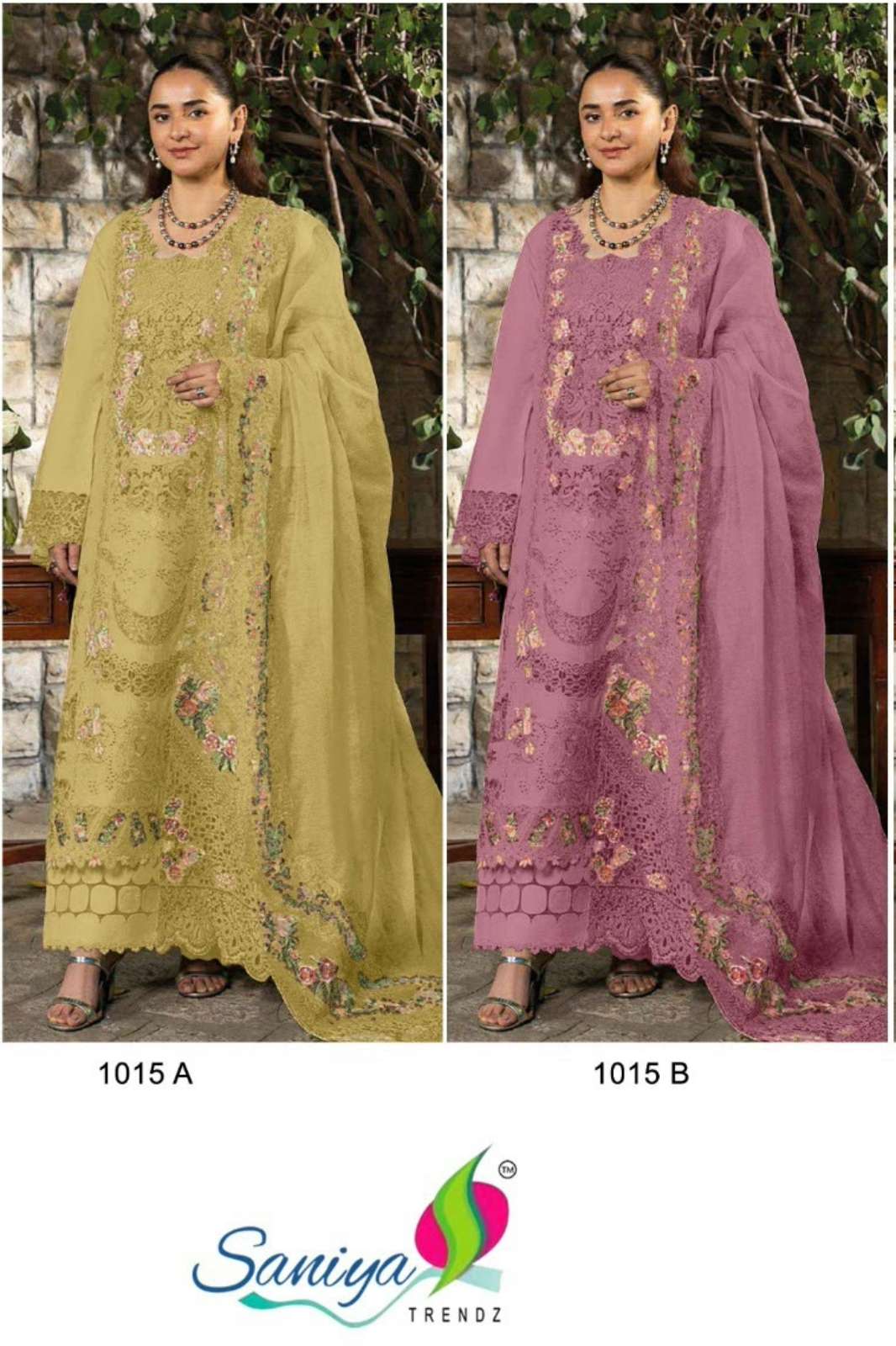 SANIYA TRENDZ PRESENTS OMBRÉ PREMIUM VOL 08  CHIKANKARI EMBROIDERED COTTON SUIT 