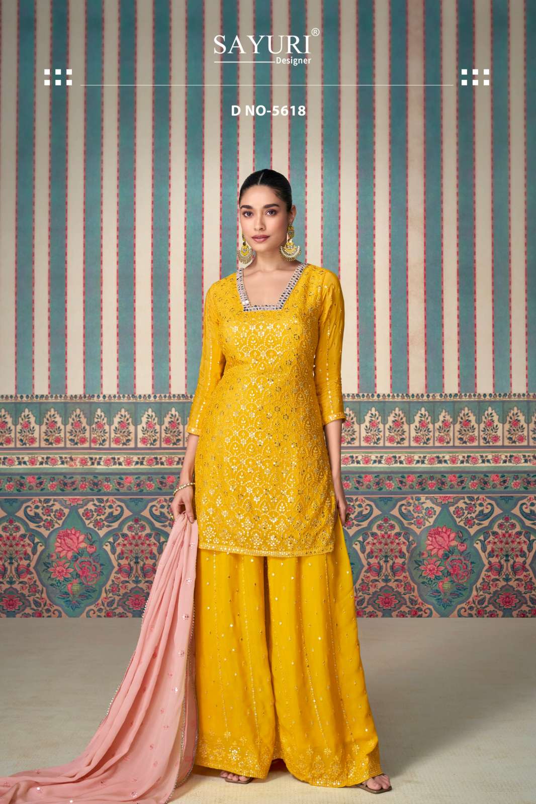 Sayuri SHAGUN PREMIUM NATURAL CHINON  SILK READY TO WEAR 3Pcs SHARARA SUIT 