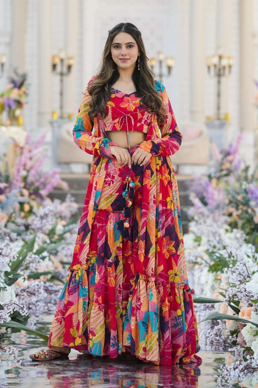 Shri balaji CLORA VOL 1 PRESENTS HEAVY CHINON DIGITAL PRINTED FLAIRED DRESS COLLECTION 
