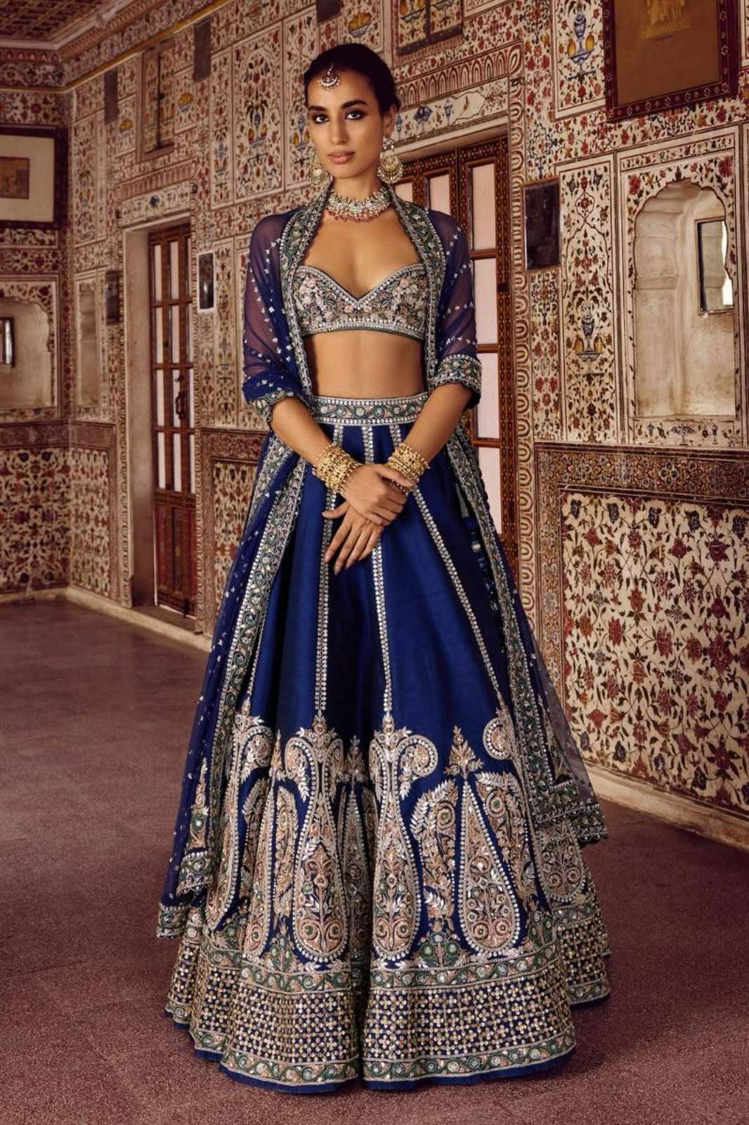 Shri Balaji HM P31 presents sequins Dori & zari thread work Thai silk fabric lehenga 