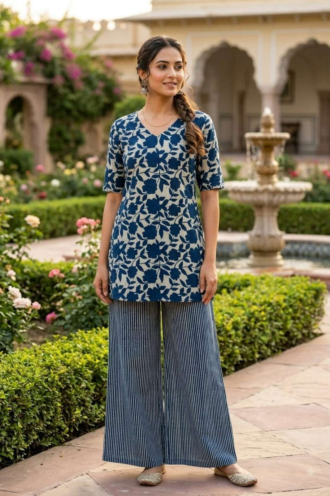 Shri Balaji presents 24382 Cotton Printed Short kurti with plazzo