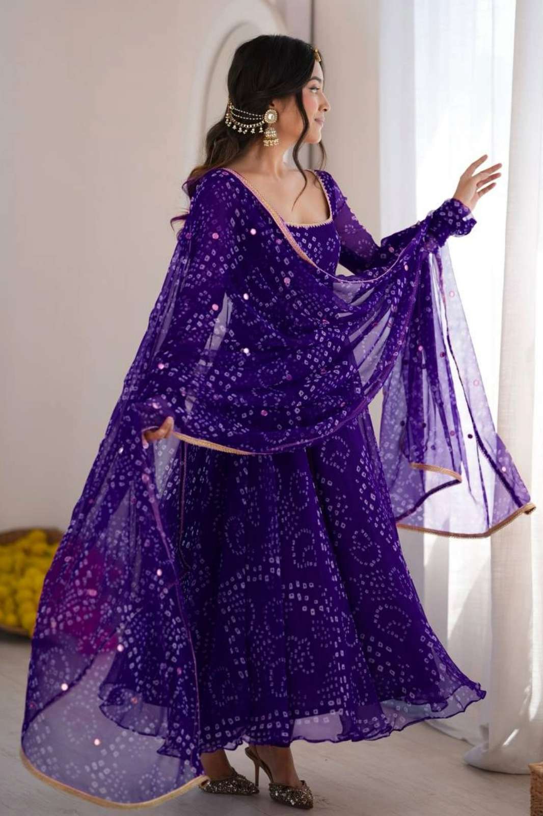 Shri Balaji presents 6063 Digital printed Fabric ready to wear Anarkali suit 