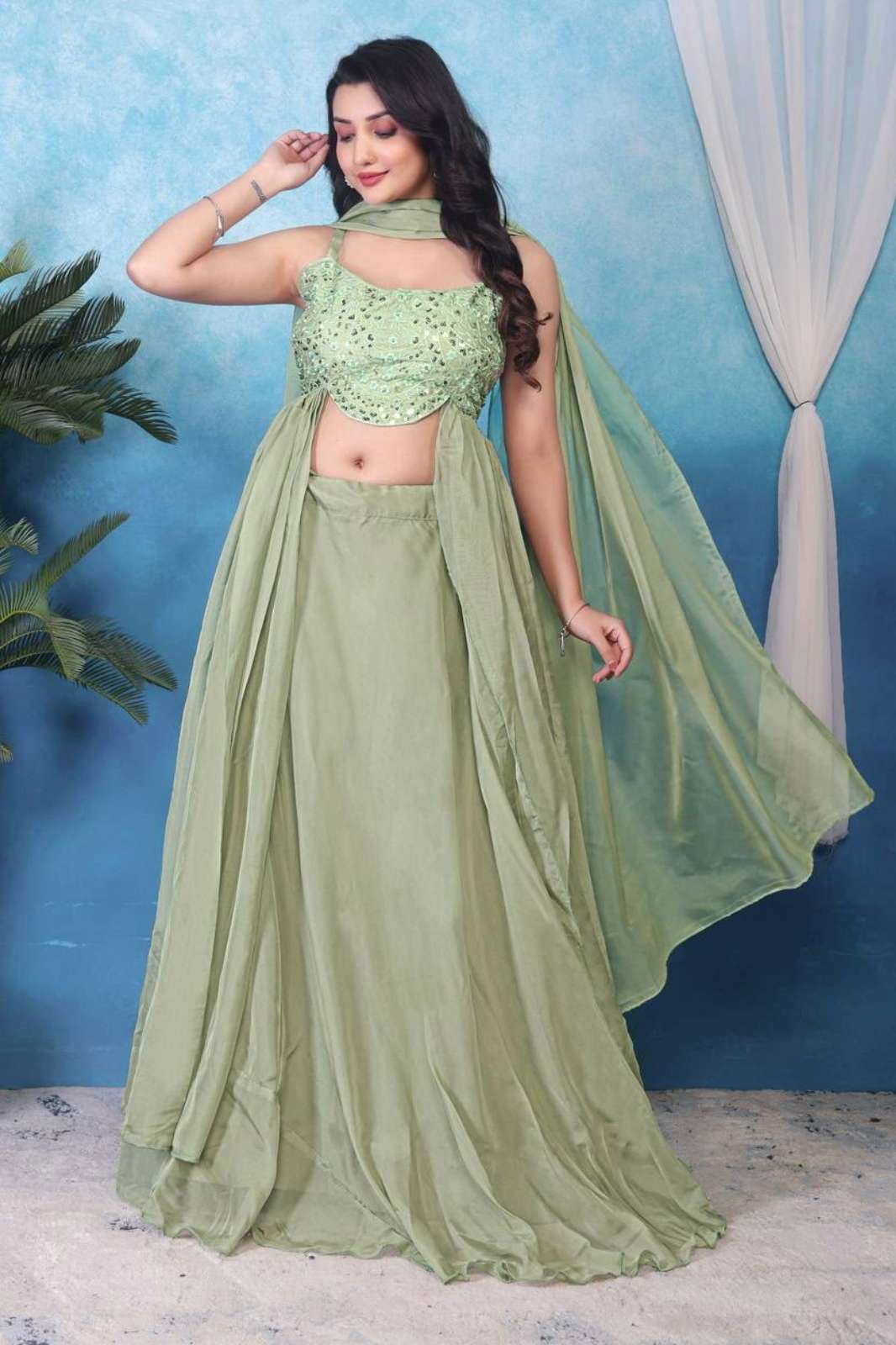 Shri balaji presents BB 19  Heavy Teby Silk Embroidery Sequins Work LEHENGA 