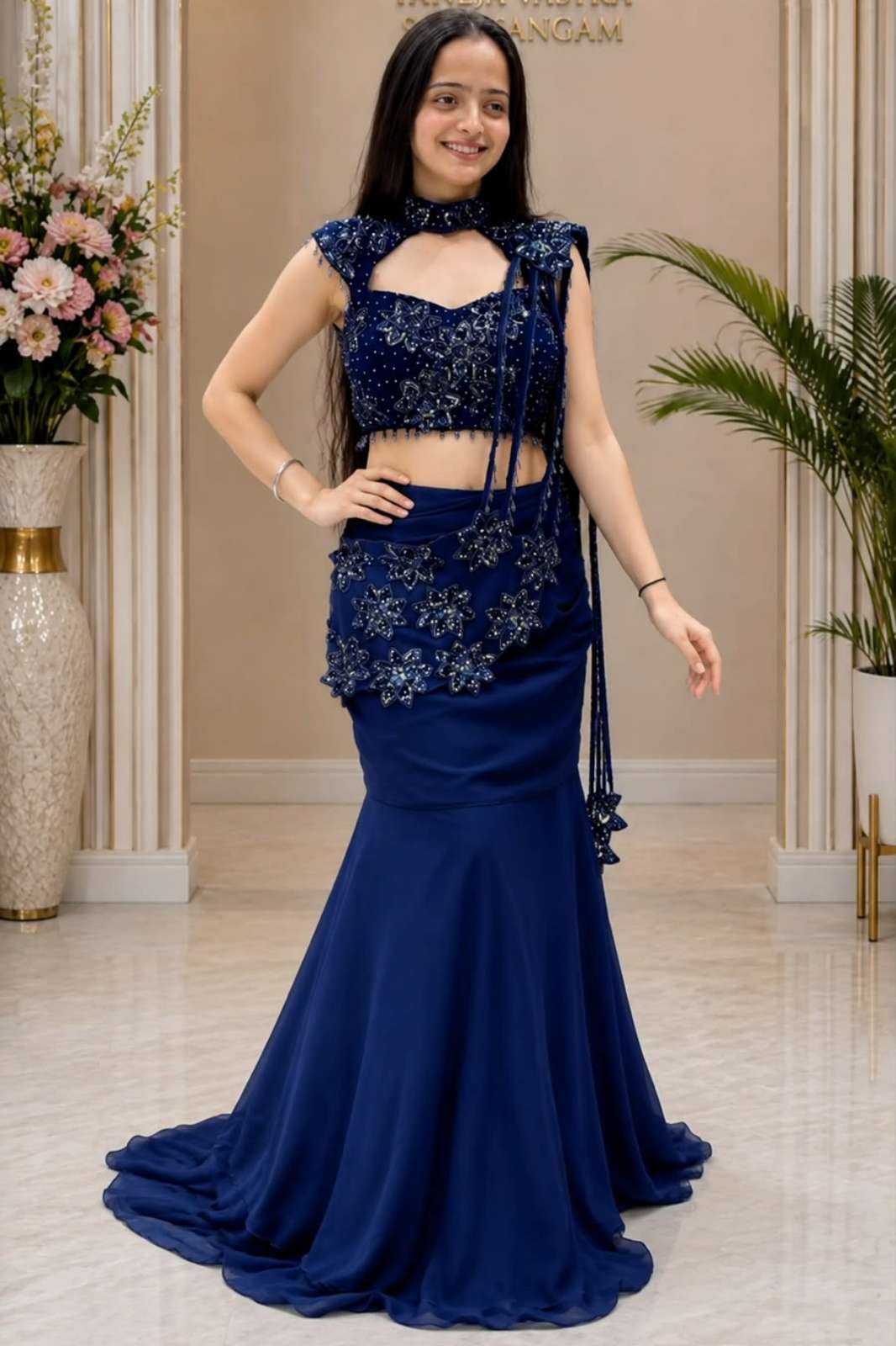 Shri Balaji presents BB 87 Georgette Embroidery Sequins multi thread Work readmade Lehenga  