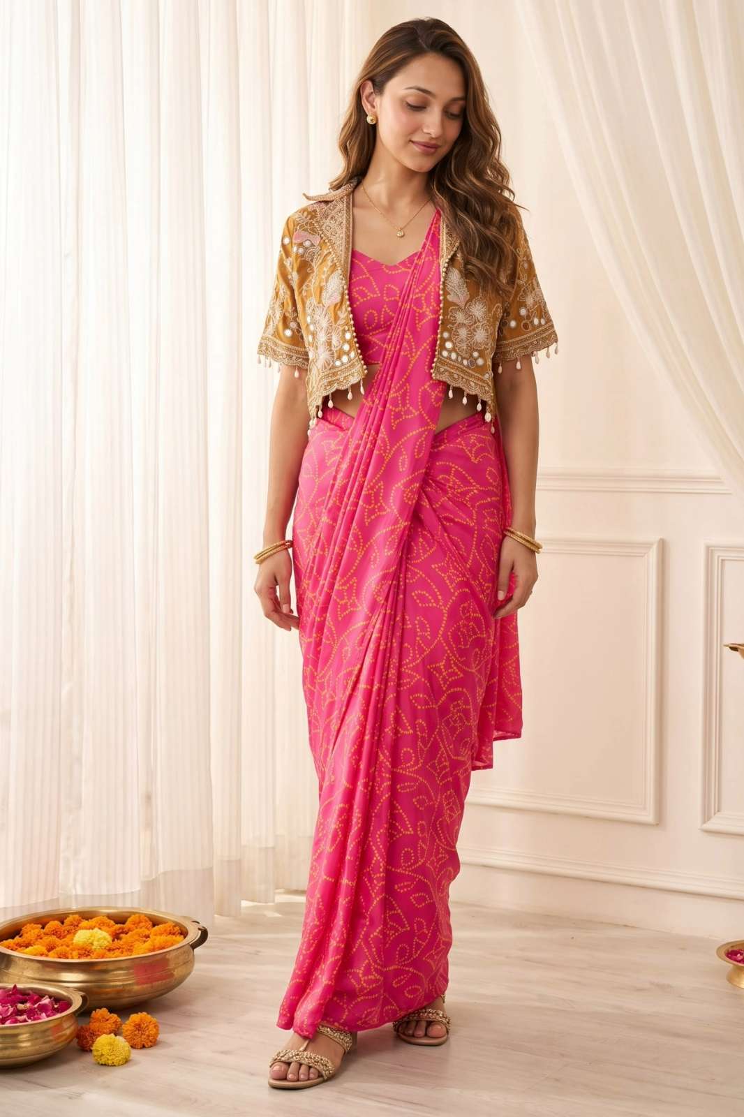 Shri balaji presents BB 98 ready to wear Heavy Chinon Silk festive wear saree collection 