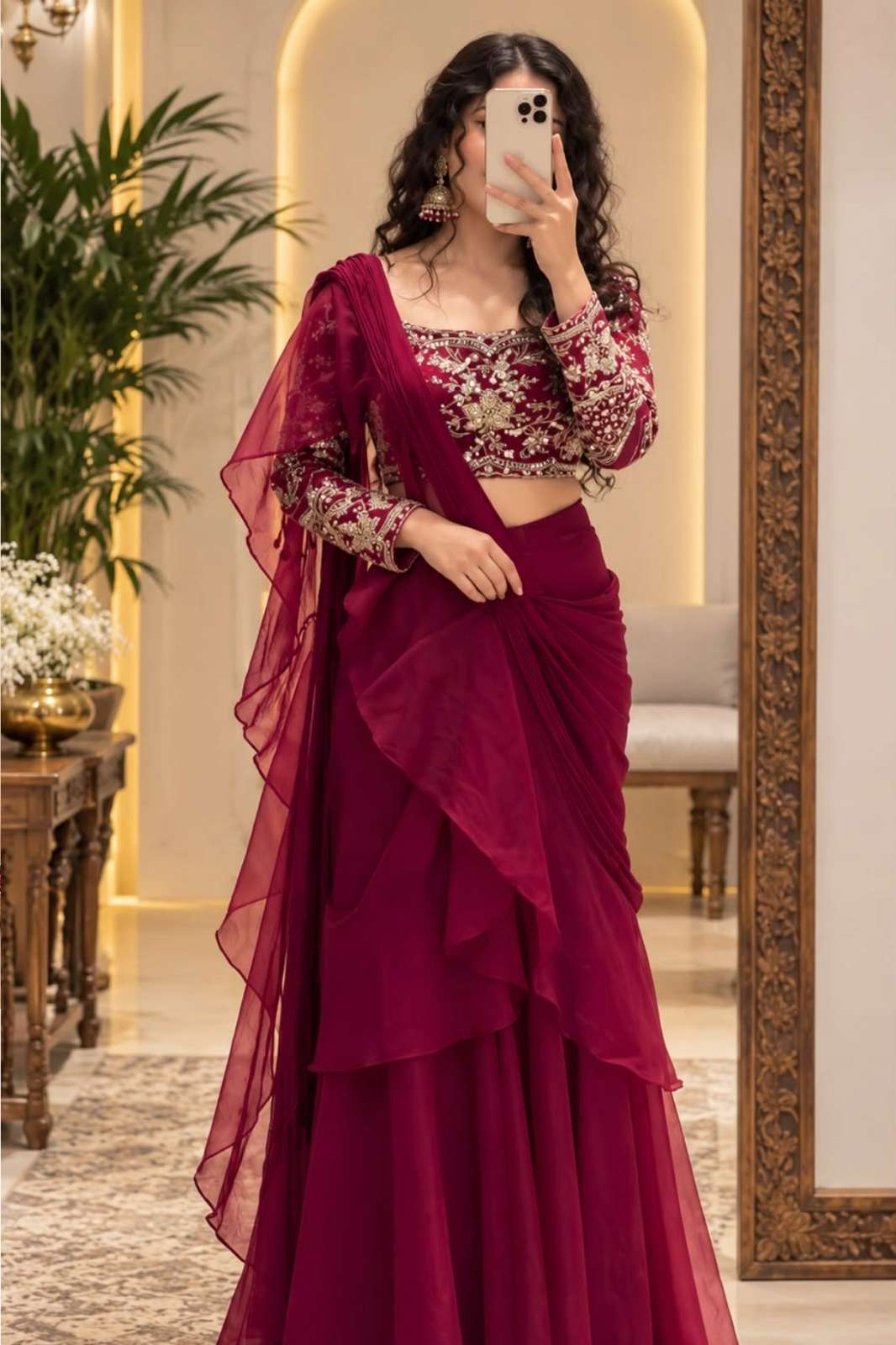 Shri balaji presents BB 99 ready to wear Heavy Silk Embroidery Sequence work saree