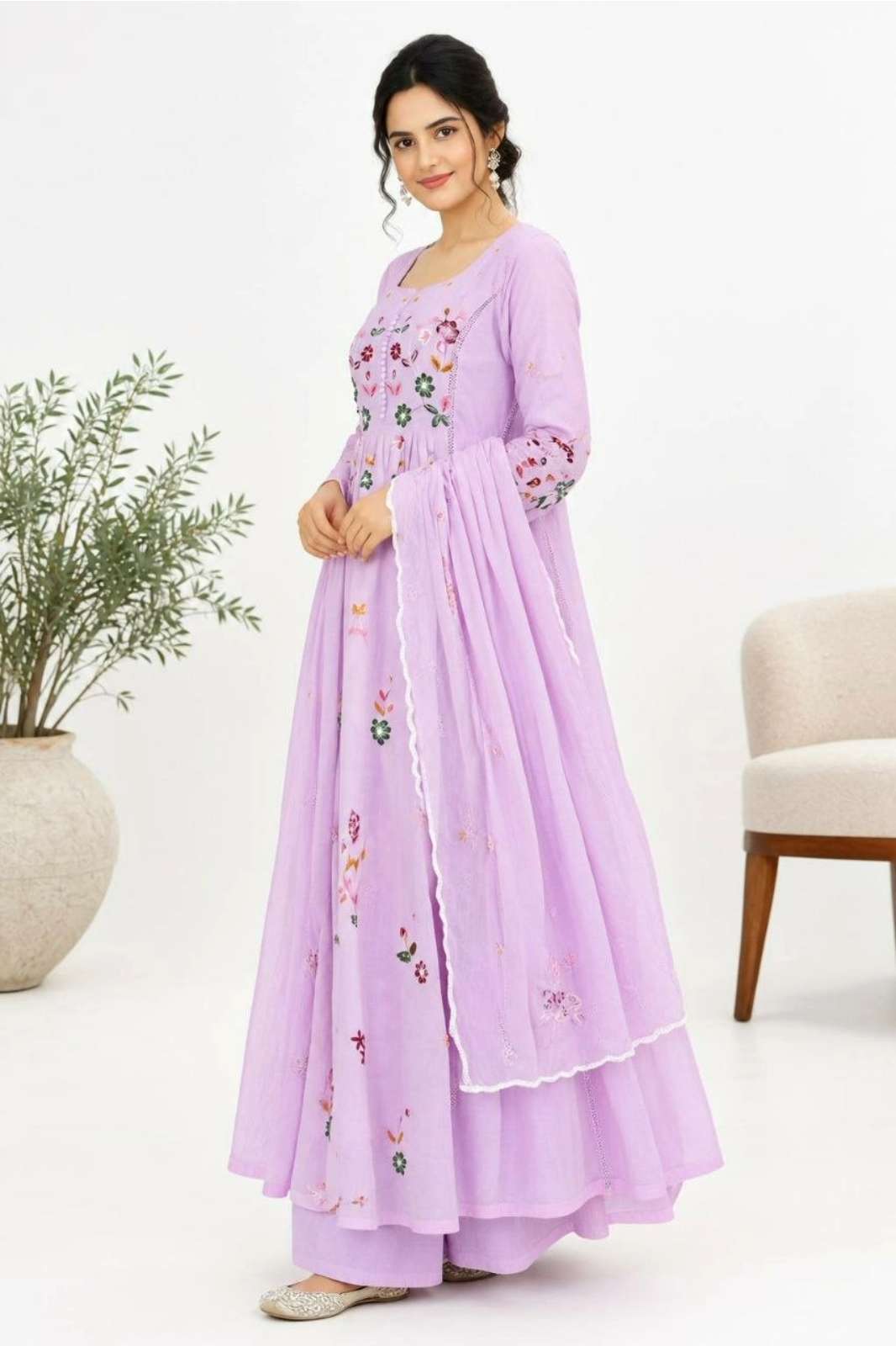 Shri Balaji presents DV  26710  Chanderi fabric multi thread embroidery work Designer suit 