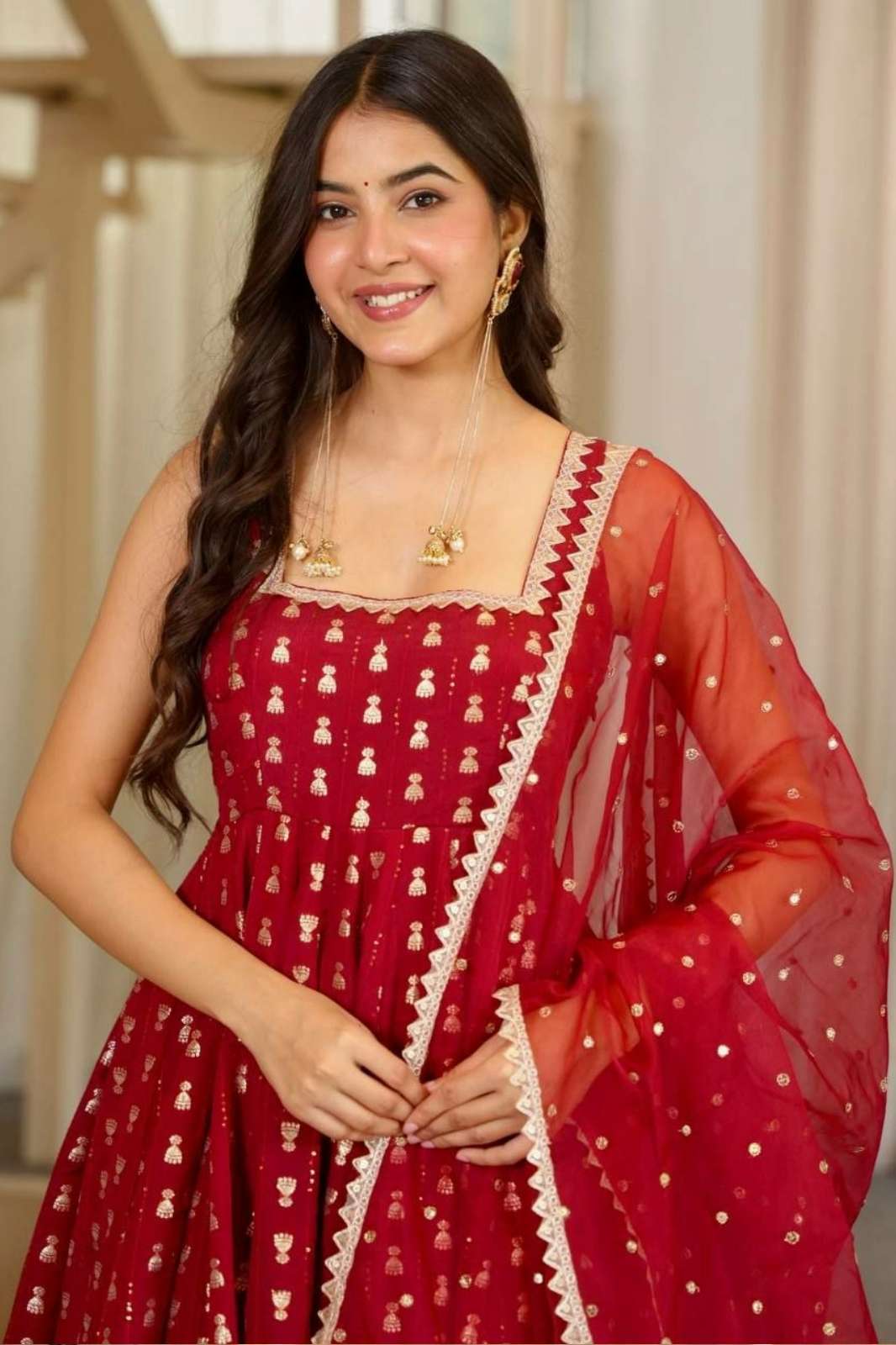 Shri Balaji presents DV 26722  Chinon Silk fabric Heavy Sequence Embroidery work Designer suit 