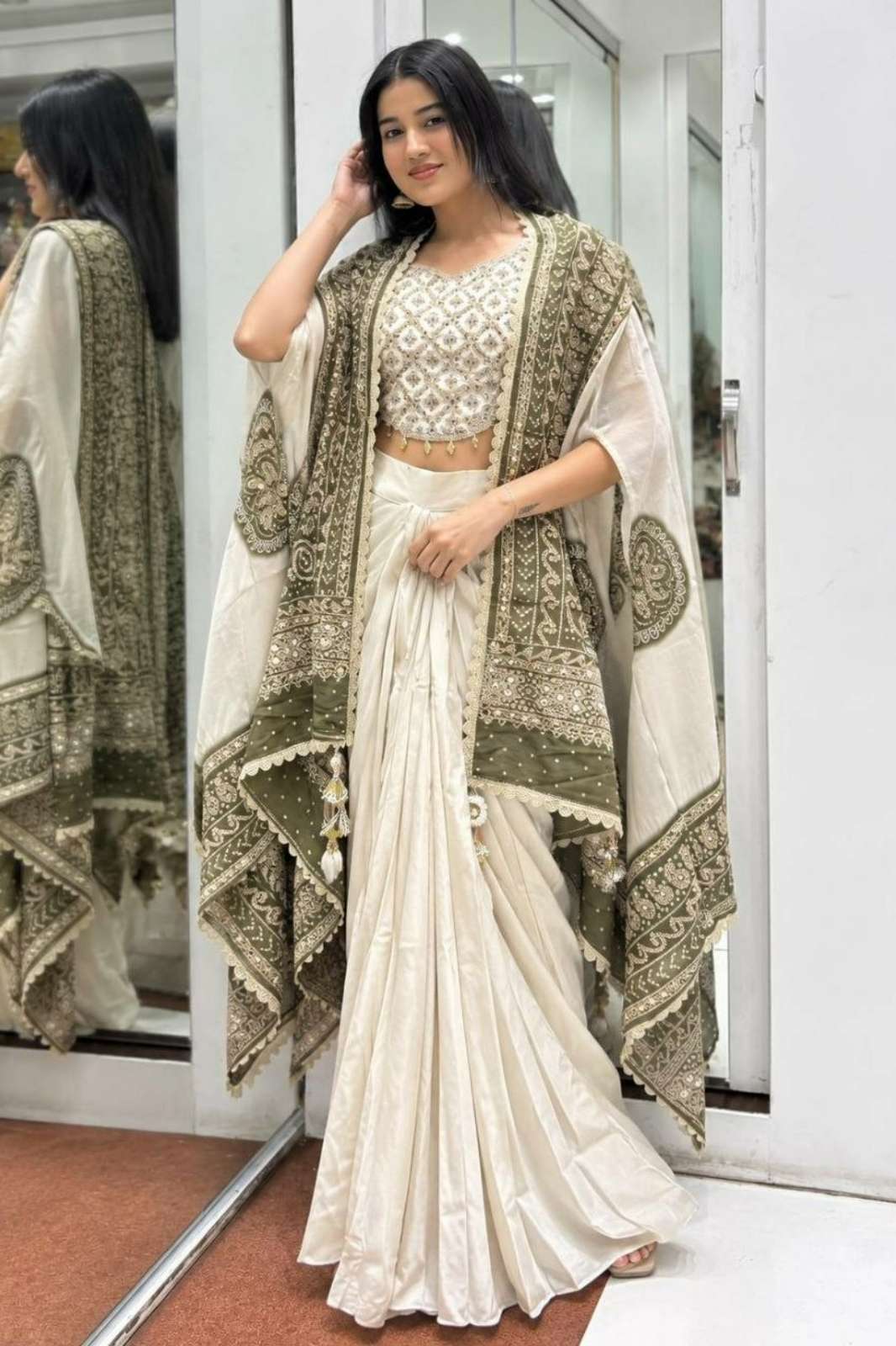 Shri Balaji presents DV 26737 Banglory Silk fabric Embroidery work Designer Indo western dress
