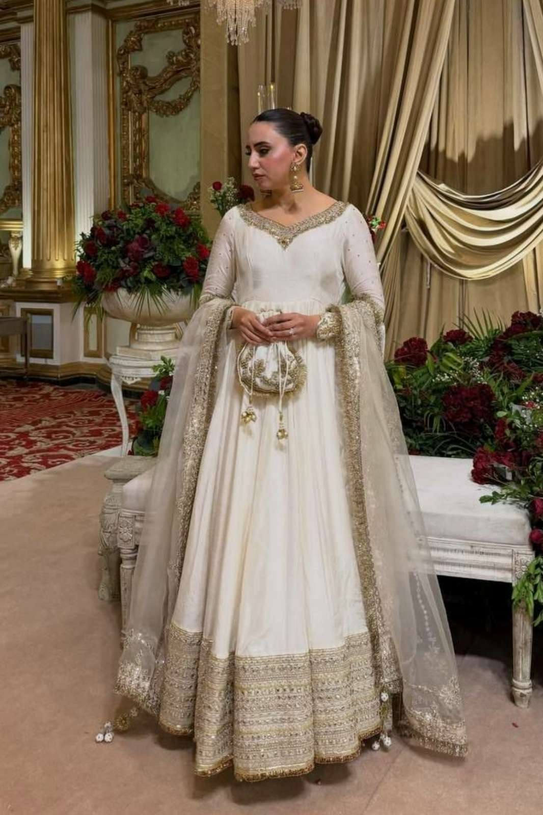 Shri Balaji presents DV 26748 Premium Vichitra fabric Embroidery work Designer Anarkali style gown