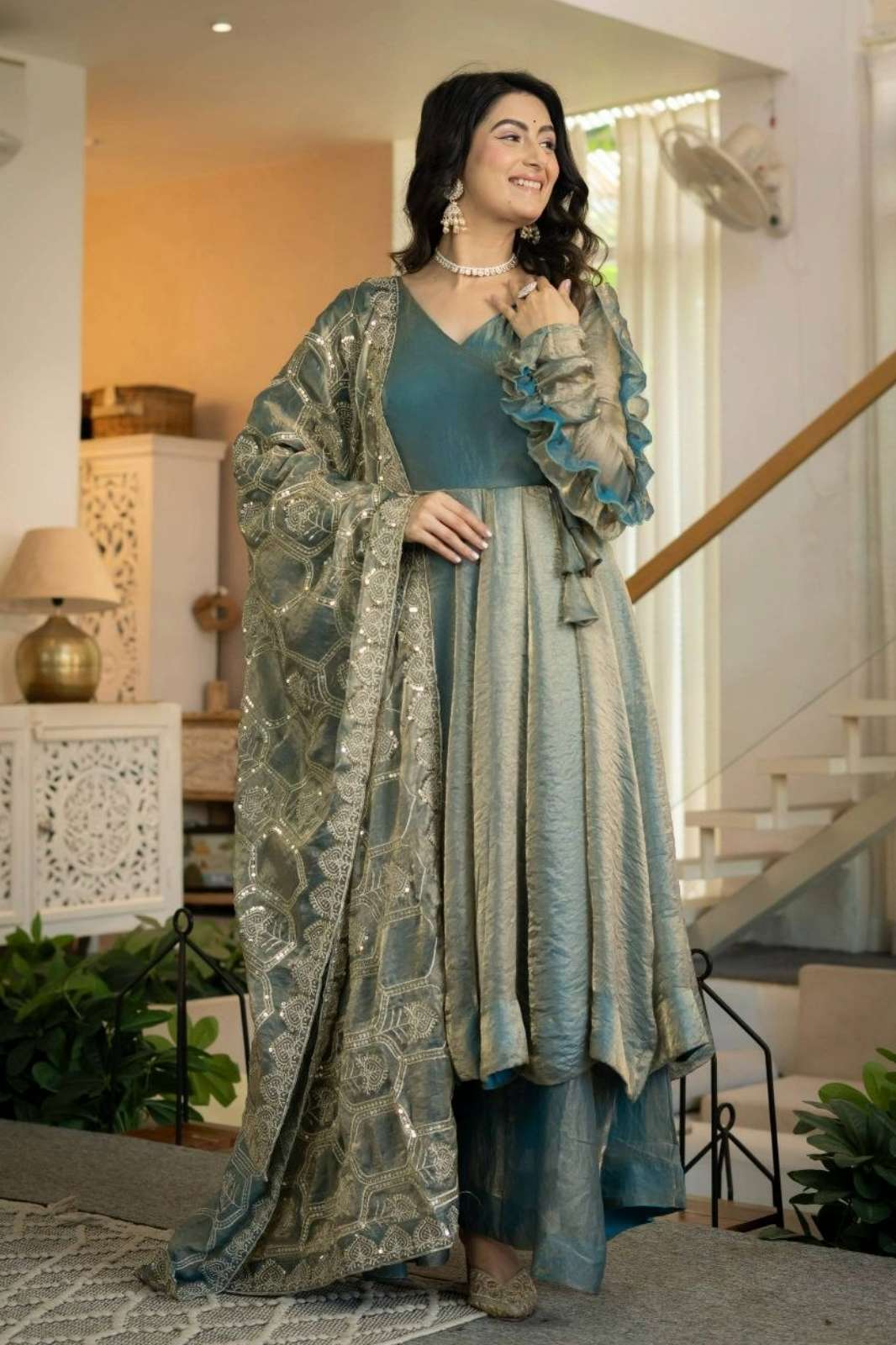 Shri Balaji presents DV  26778  Fendi Silk Embroidery & Sequence Work Designer Suit 
