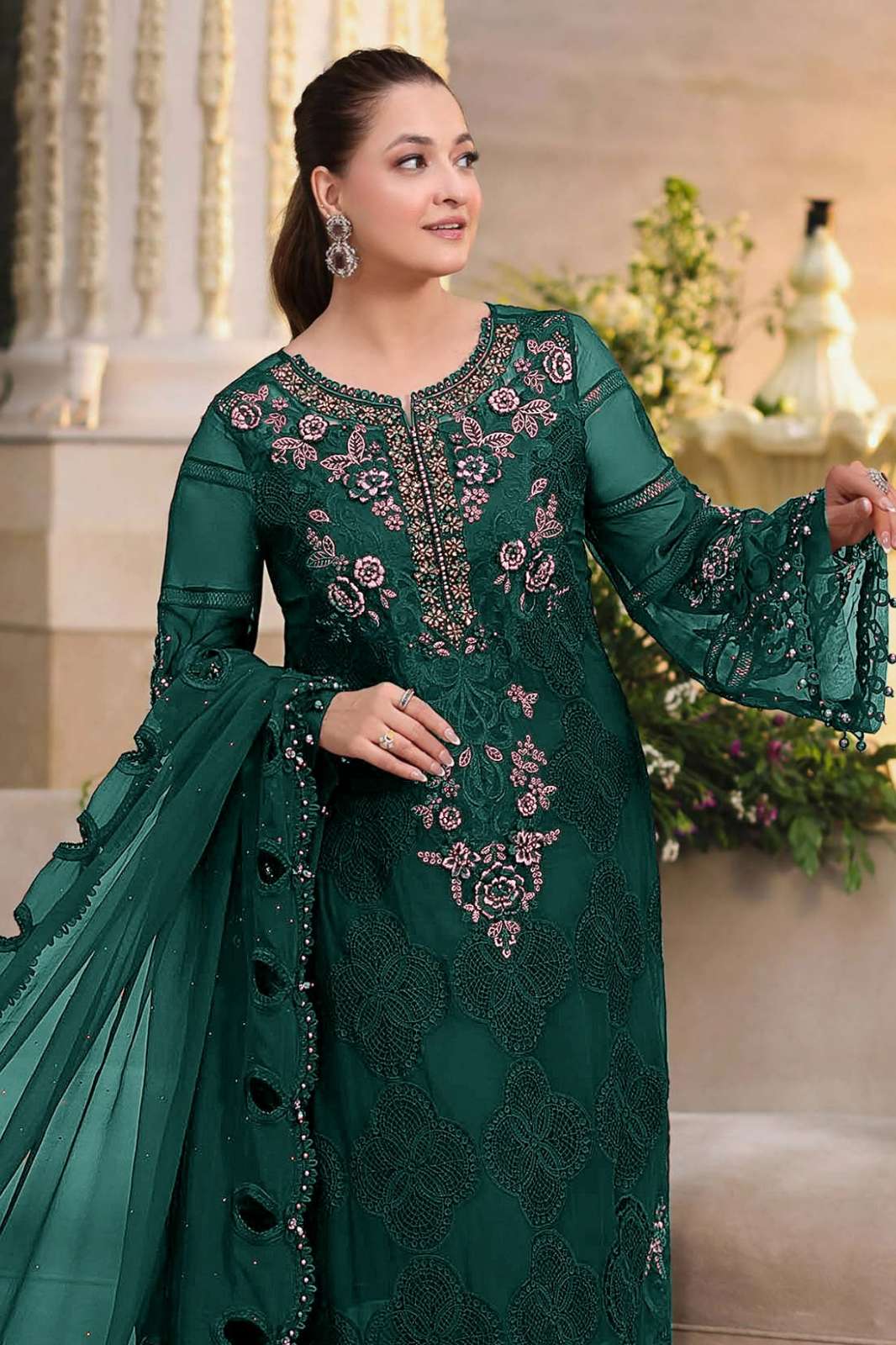 Shri balaji presents E 63 CHIFFON FABRIC HEAVY EMBROIDERED WORK PAKISTANI SUIT  