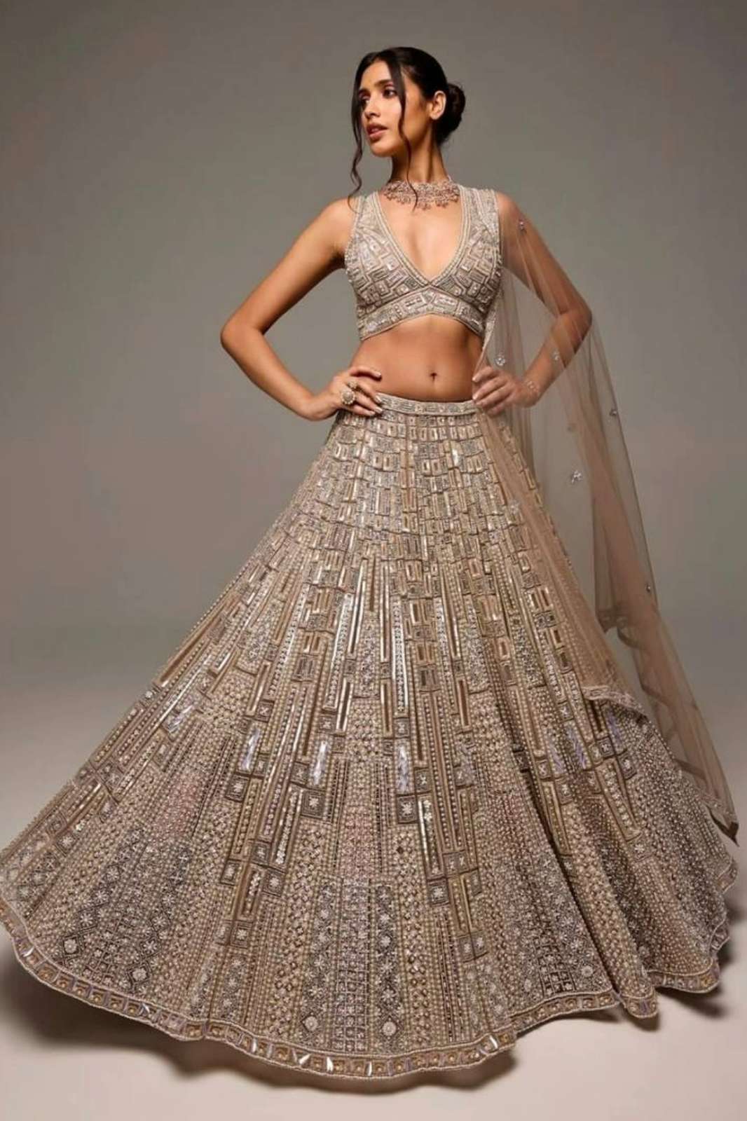 Shri Balaji presents HM P15 Net lehenga with dori thread & sequins work 