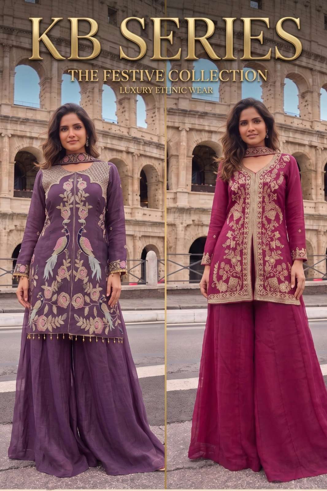 Shri Balaji presents KB 3327 and KB 3328 crunchy Silk Embroidery Sequence Work suit 