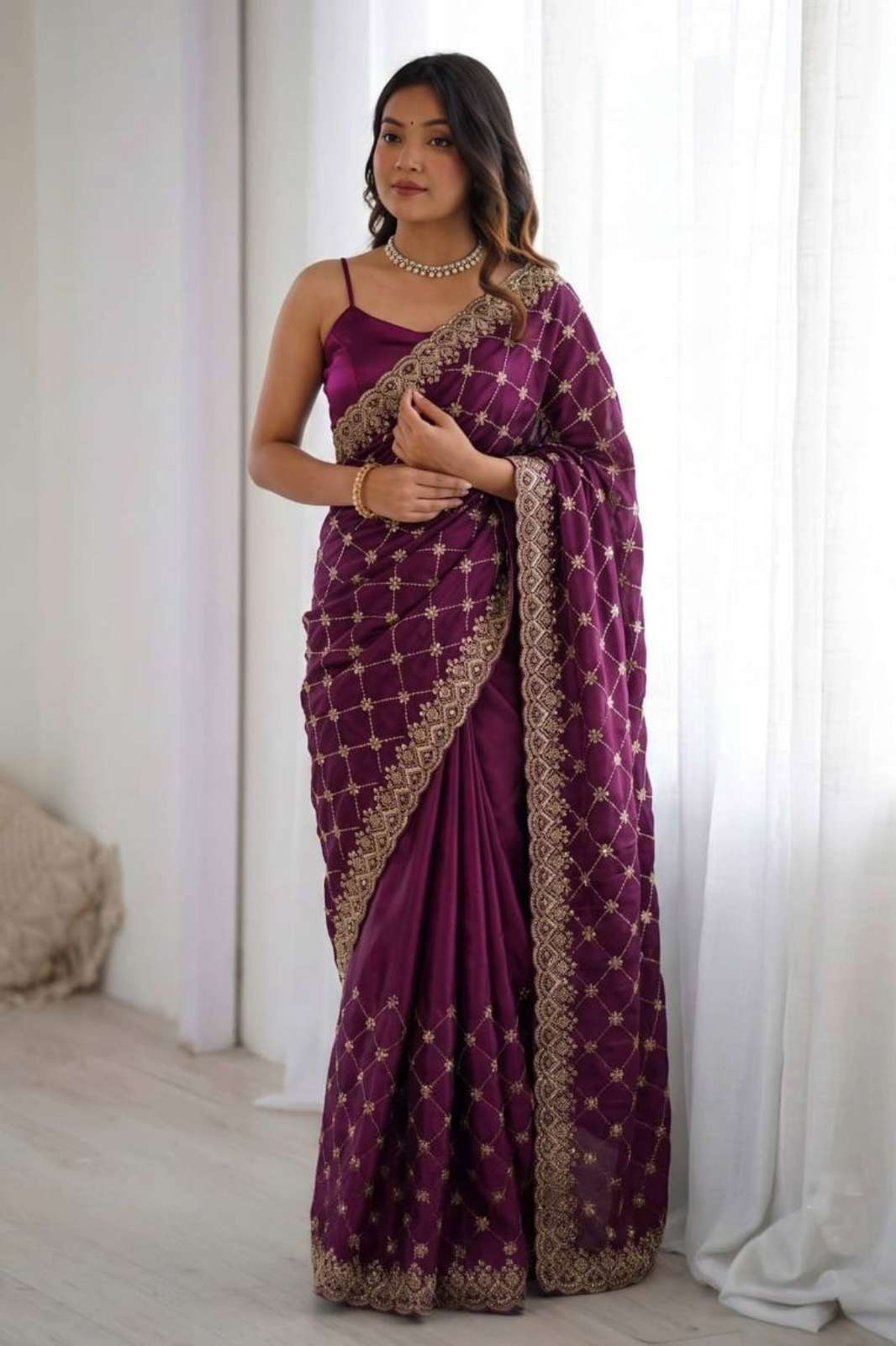 Shri balaji presents KD 647 Fendi Silk Sequence work saree collection