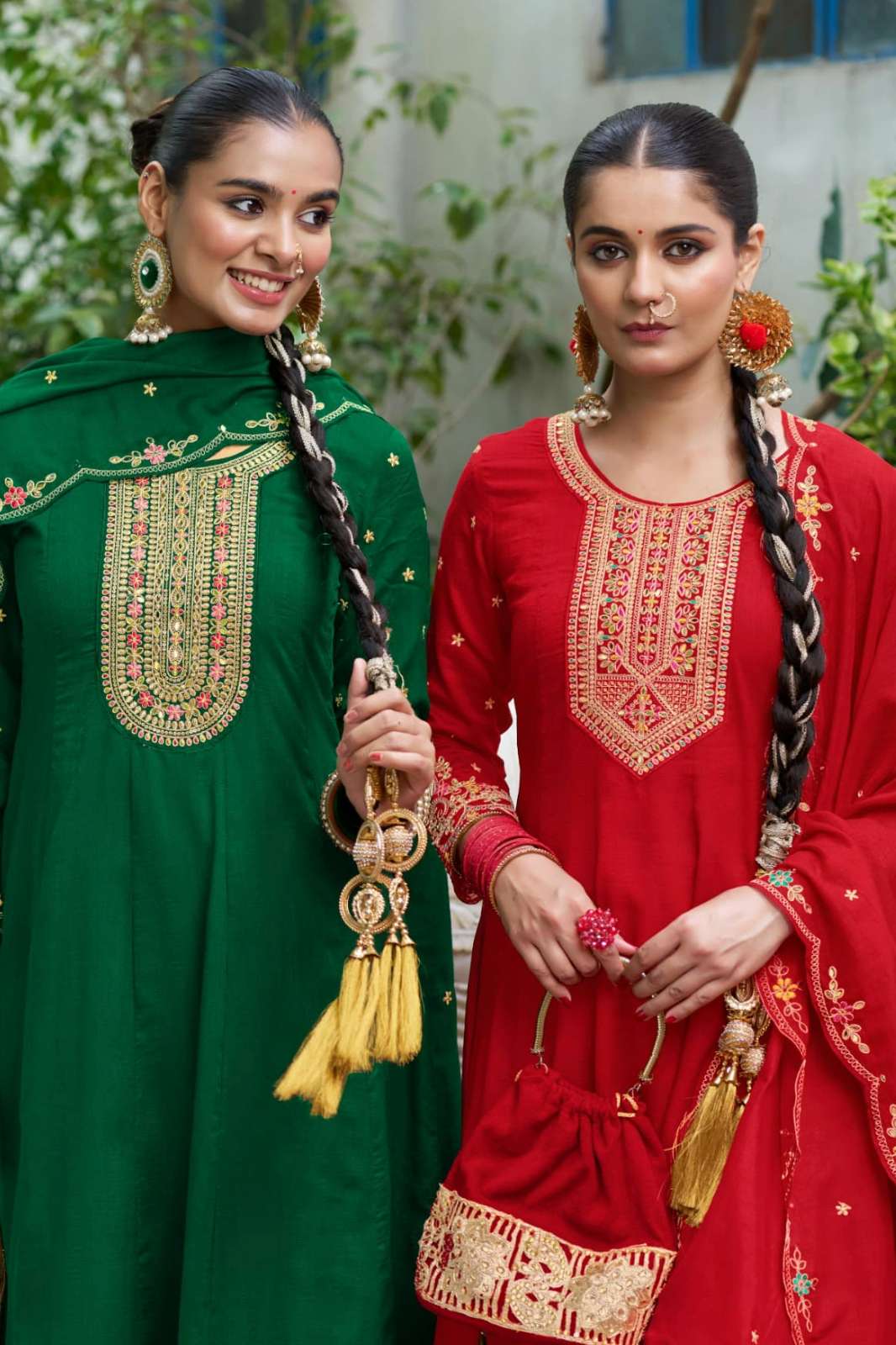 Shri Balaji presents NAVELI Silk With Embroidery  & Hand Mirror work Pakistani suit 