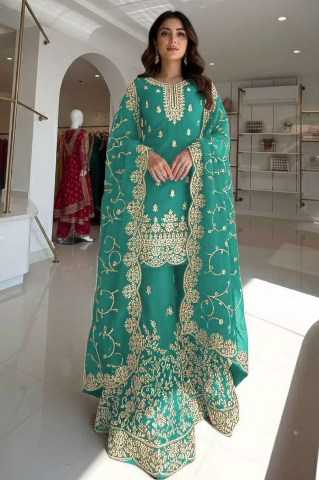 Shri Balaji presents PD1141 Heavy Embroidery Sequence & Coding Dori Work Silk Pakistani suit 