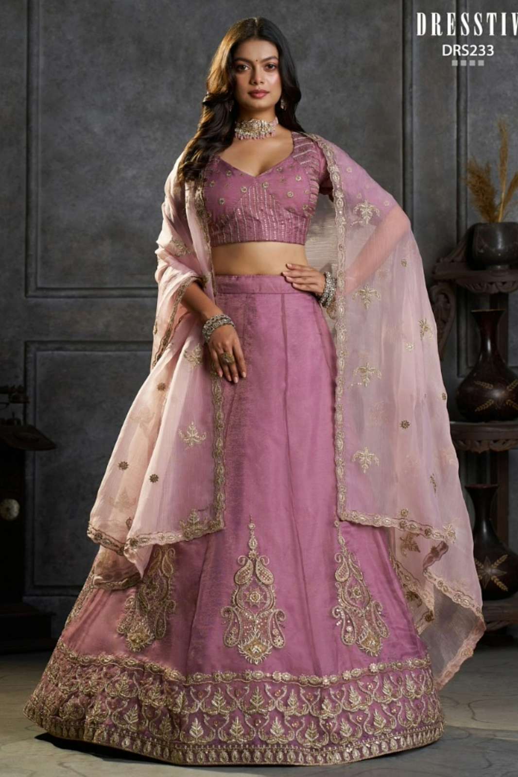 Shri balaji presents SAANJH Pure Organza Embroidery work wedding wear lehenga 