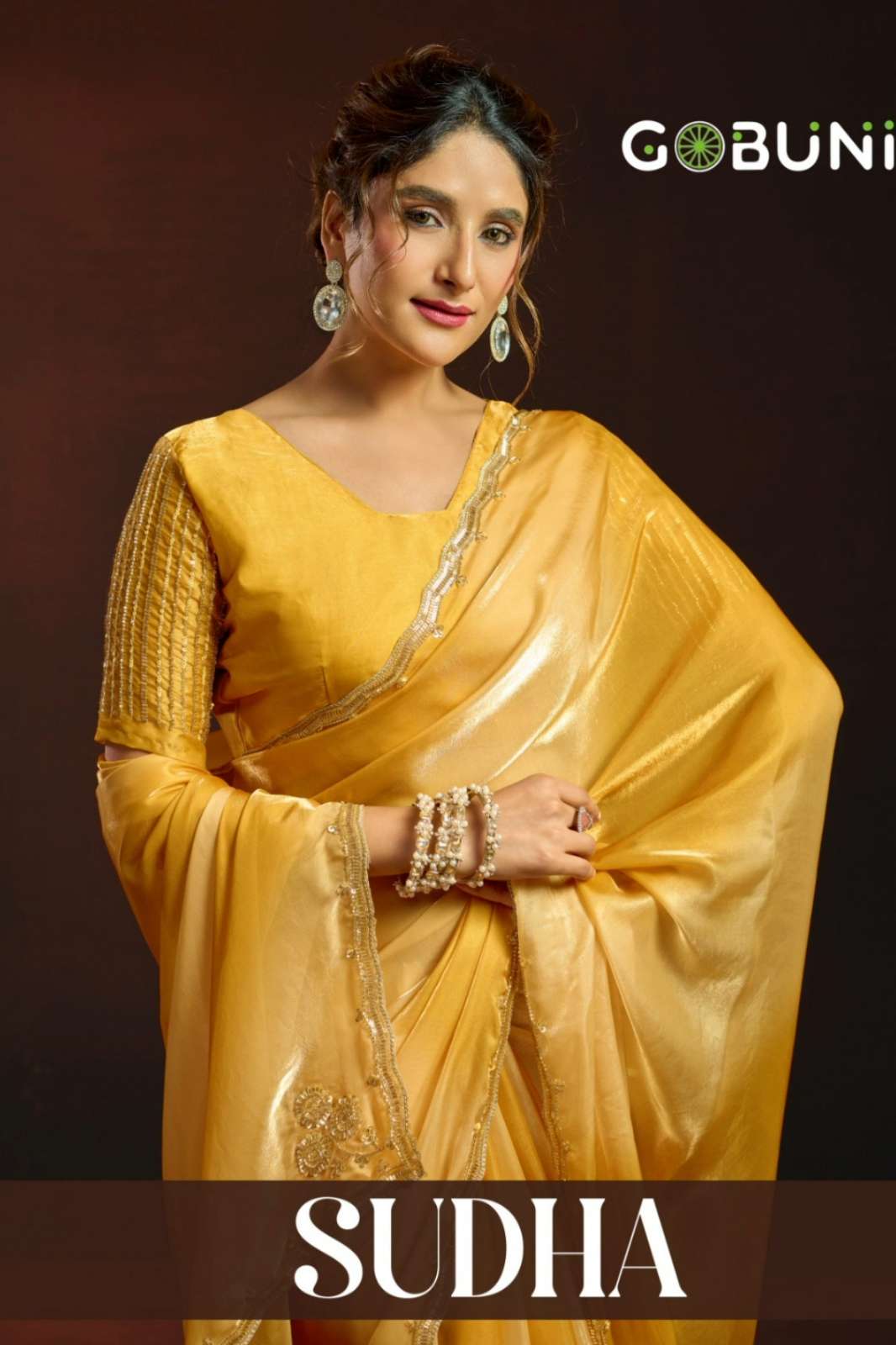 Shri balaji presents Sudha Fendy Sartin Fabric Saree With Dual Tone Digital Shades