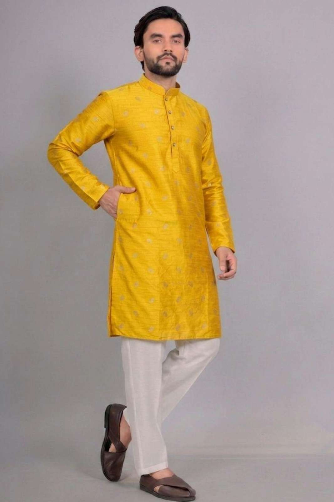 Shri balaji presents SWASTIK 24646 Jacquard Printed Work mens kurta 