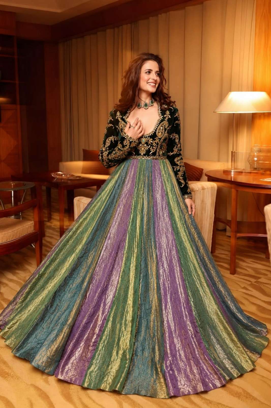 Shri Balaji presents VF 253 Premium Velvet Sequence and Zari Work gown