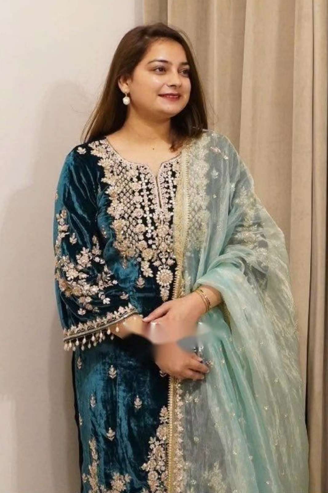 Shri Balaji presents WW 1236 Viscose Velvet With Embroidery Sequences Work Pakistani suit 