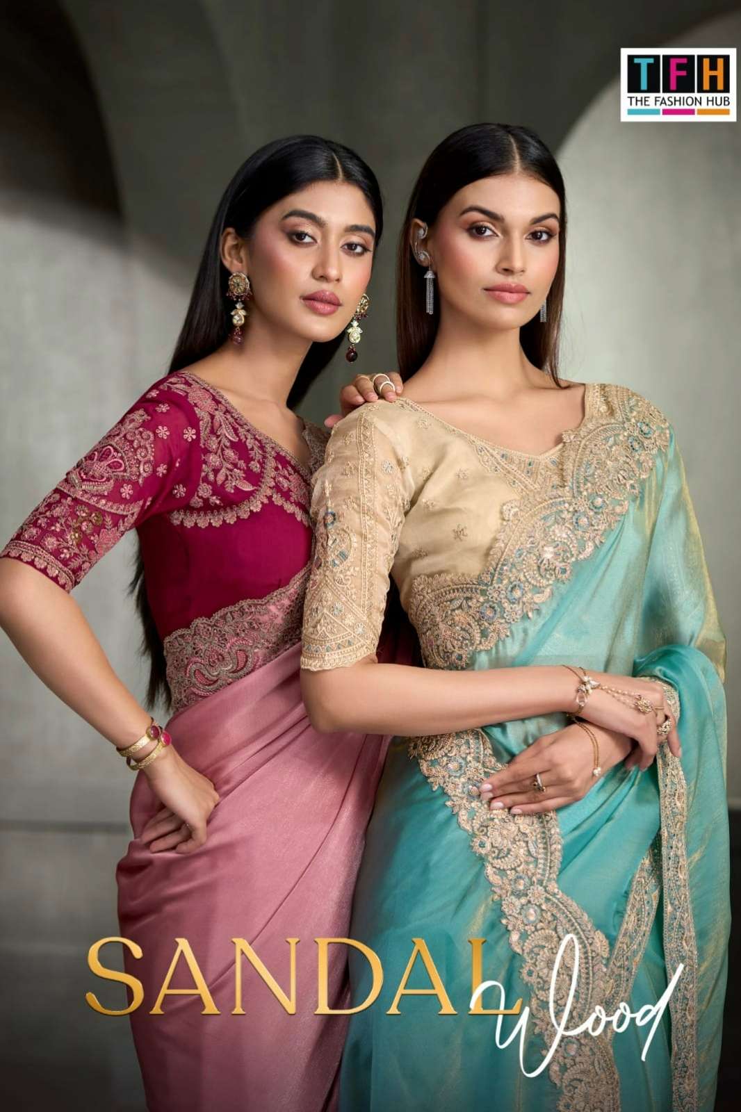 TFH Sandal Wood 17 presents multifabric heavy work saree collection