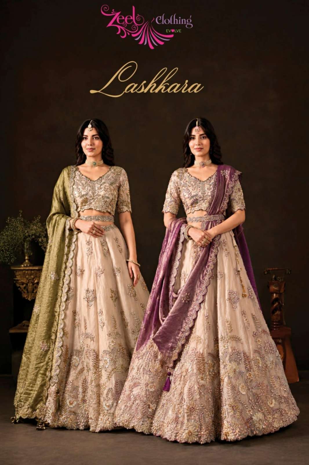 Zeel presents LASHKARA Fendy Silk lehenga with Zari Dori Multiple Sequins and Thread Embroidery Work