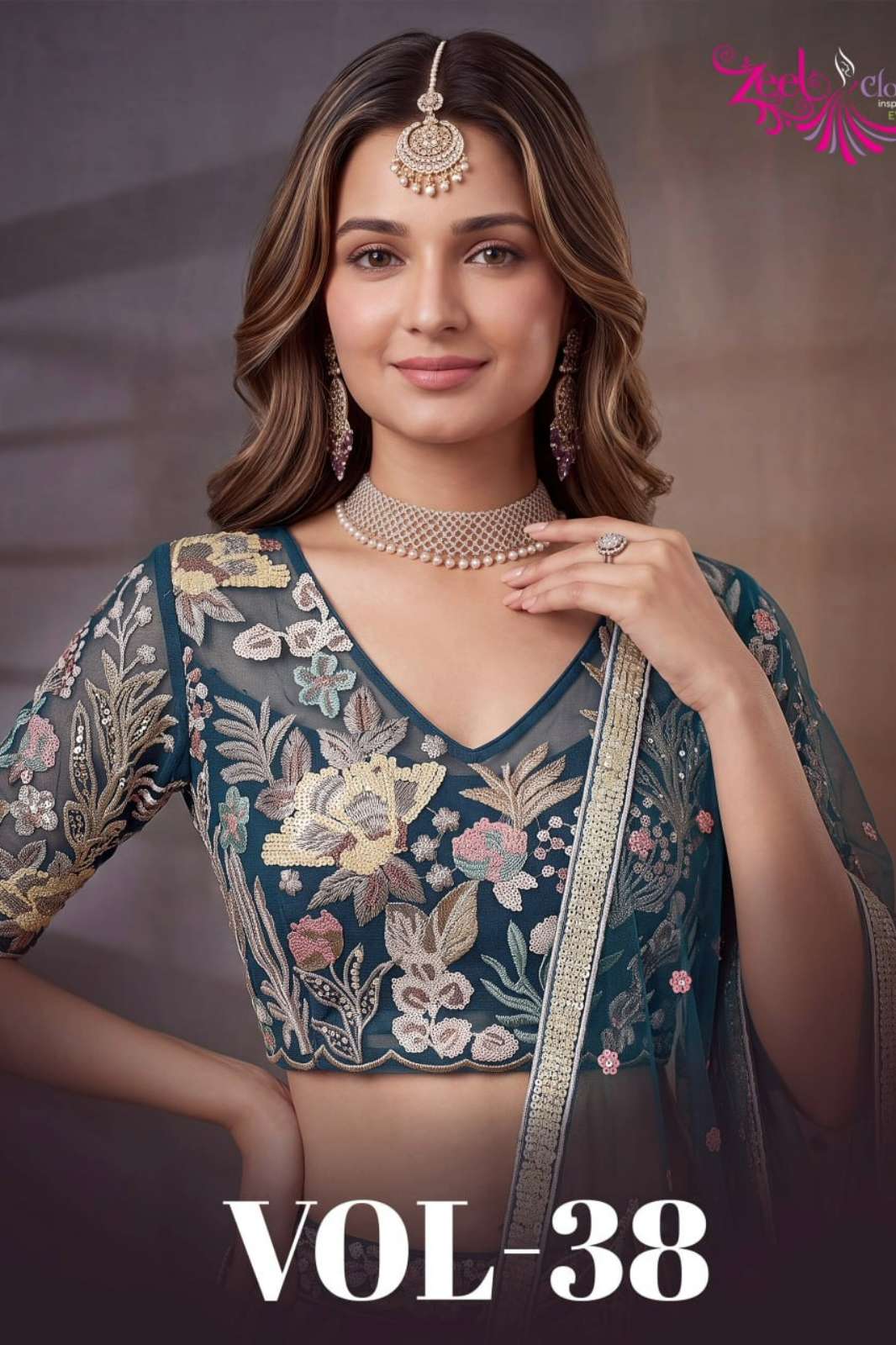Zeel presents VOL 38 Soft Net lehenga with Thread & Multiple Sequins Embroidery Work 