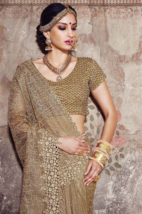 Glowing Net Cream Resham Designer Saree