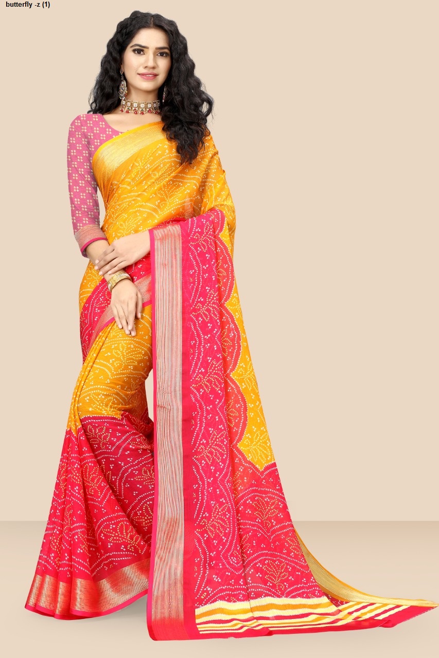 Yellow Chasing Butterfly Organza Saree – Love Summer