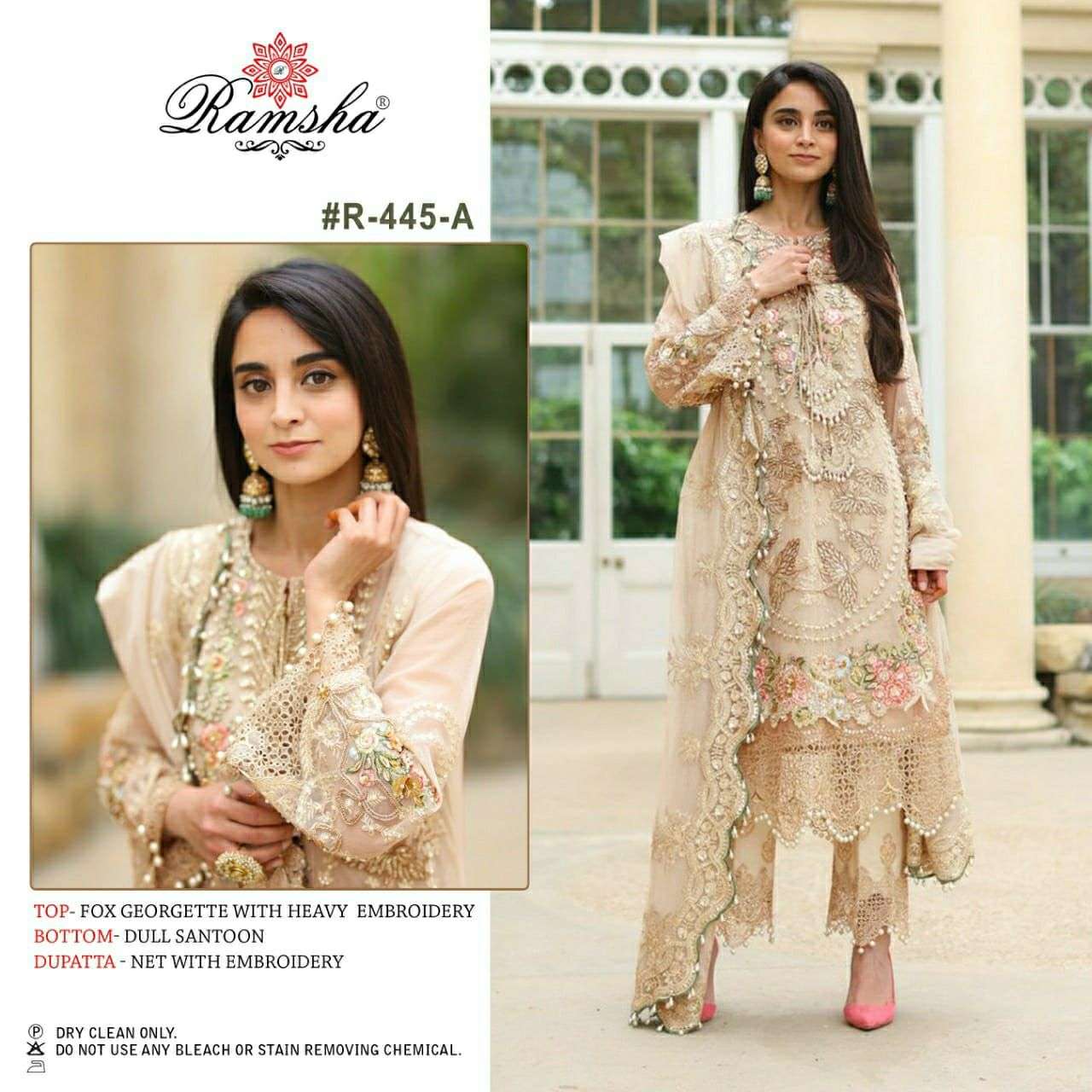 RAMSHA PRESENTS DNO R-445A - R-445E SERIES INDIAN DESIGNER PAKISTANI SALWAR  KAMEEZ SUIT PARTY EID WEAR COLLECTION