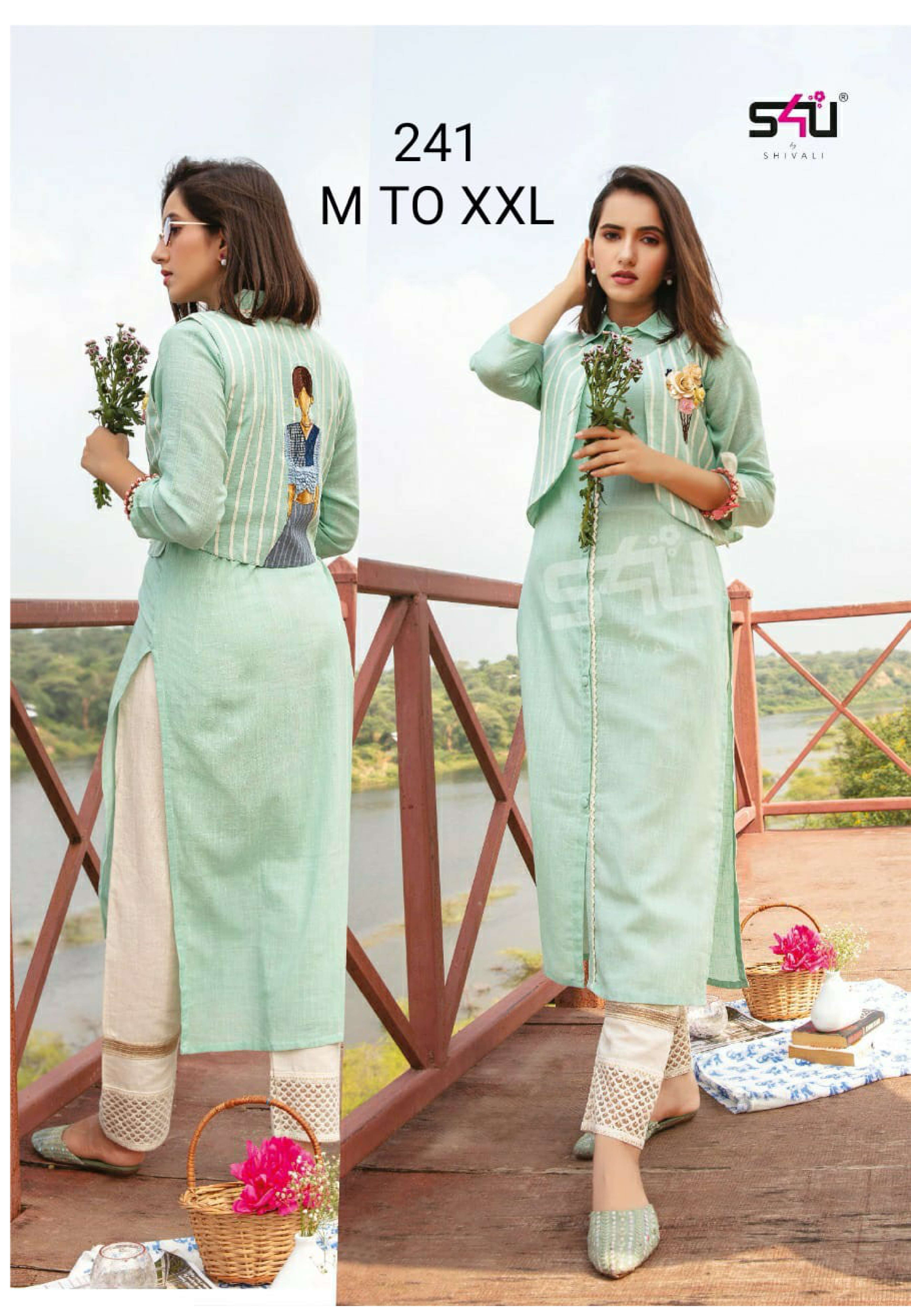Available In Different Colors Ladies Long Jacket Kurti With Pant Set at  Best Price in Mumbai | S A Creations