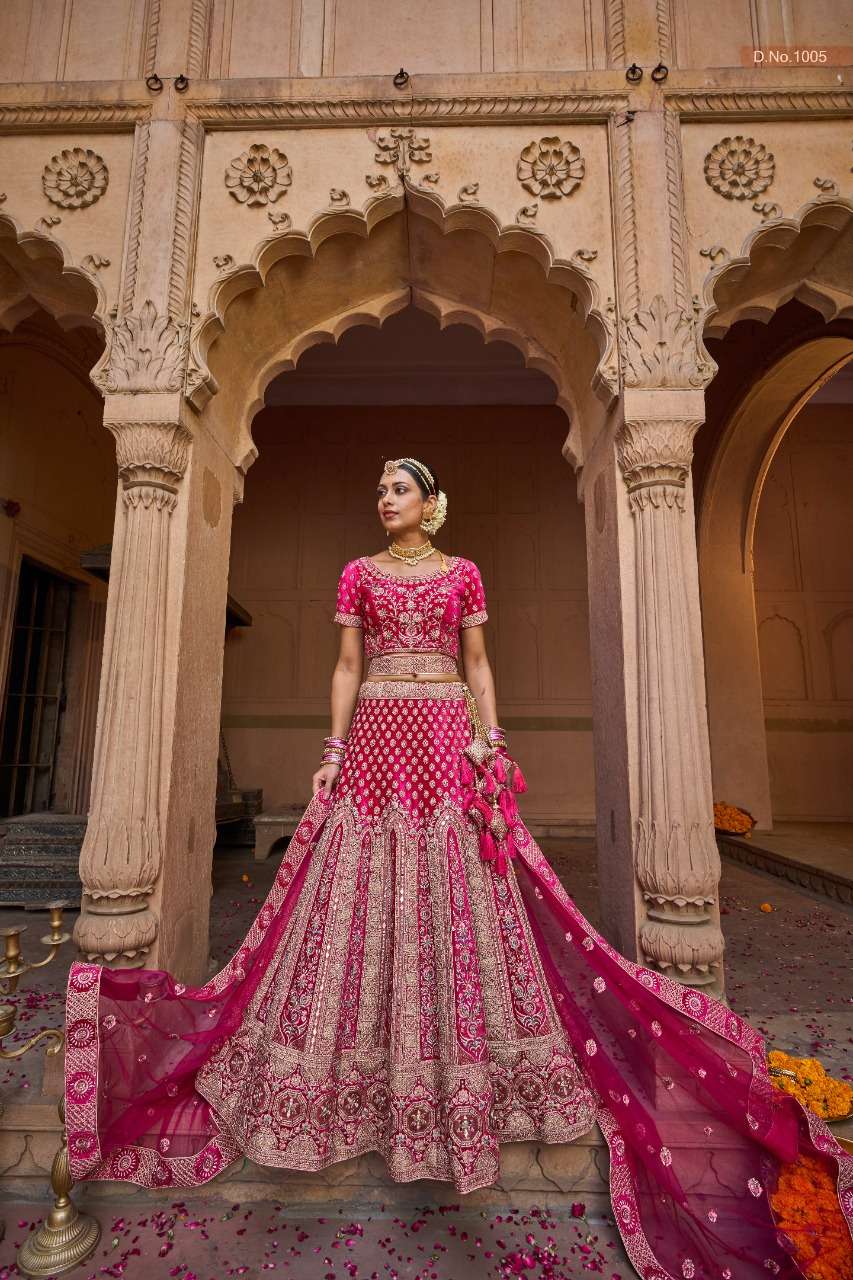 Wedding Lehenga Choli in Maroon Velvet with Heavy Embroidery With Hand Work  - LC4335