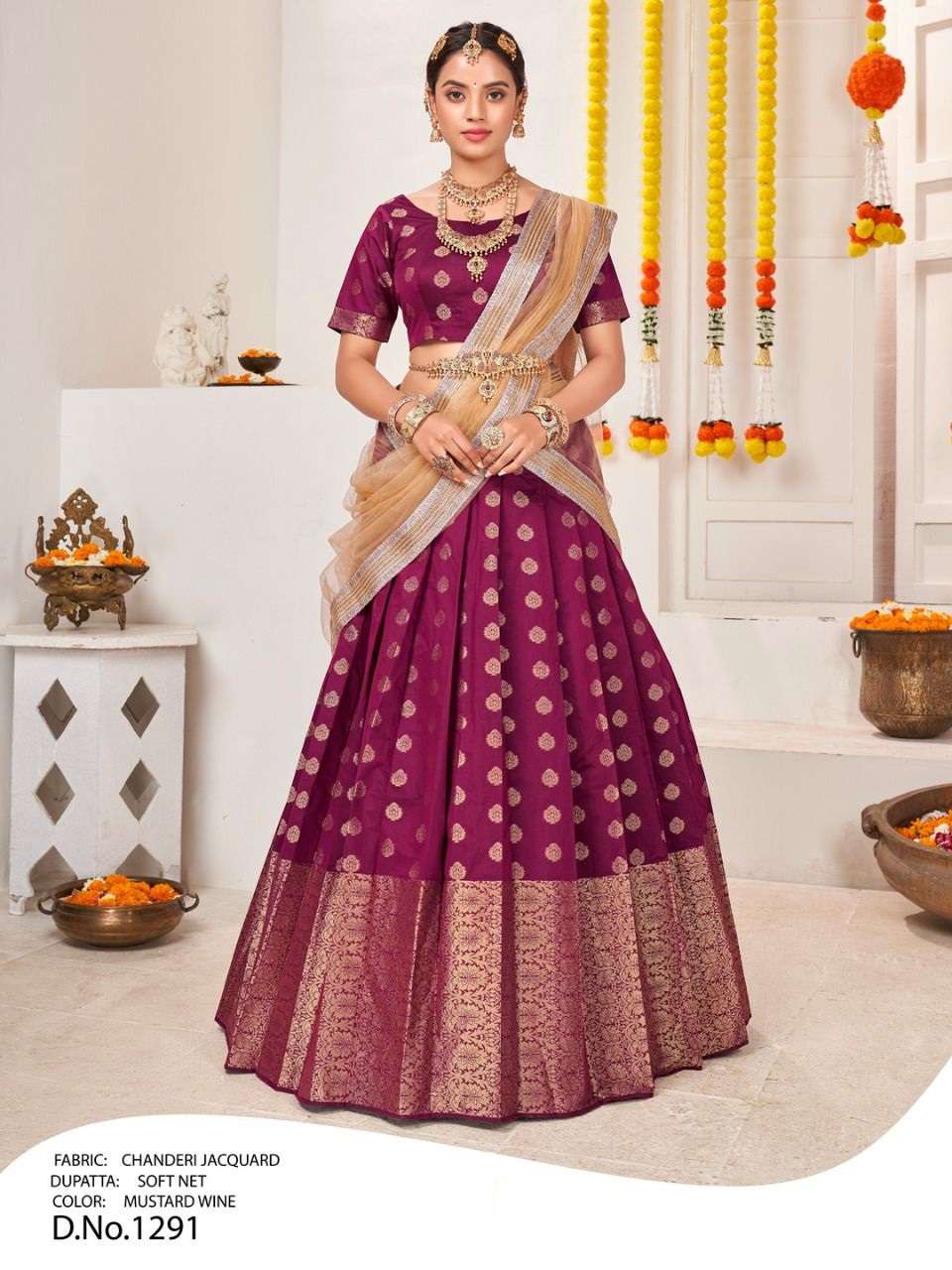 Buy Party Wear Rani Zari Embroidery Chanderi Cotton Ready To Wear Lehenga  Choli Online From Surat Wholesale Shop.