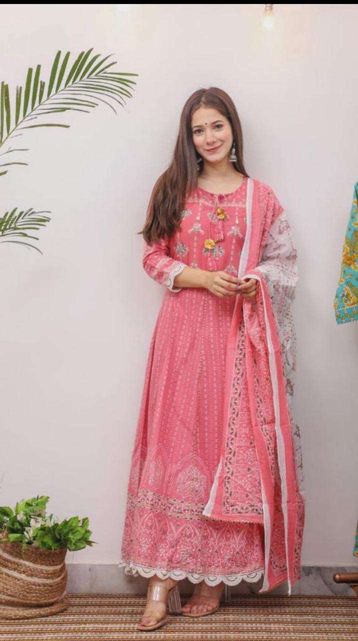 balaji emporium presents fancy rayon designer pink kurtis with pant and dupatta set at wholesale rates 438w 2023 02 02 15 16 05